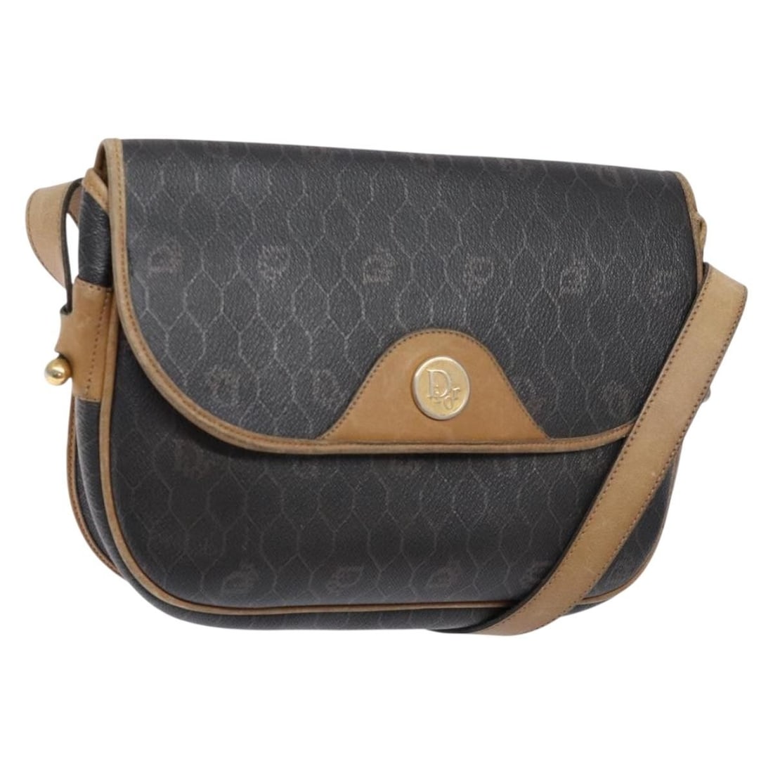 Christian Dior Honeycomb Canvas Shoulder Bag Black Gold PVC Auth: Christian Dior Honeycomb Canvas Shoulder Bag Black Gold PVC Auth Elevate your accessory collection with this authentic Christian Dior Honeycomb Canvas Shoulder Bag. Crafted from durable PVC leather, t