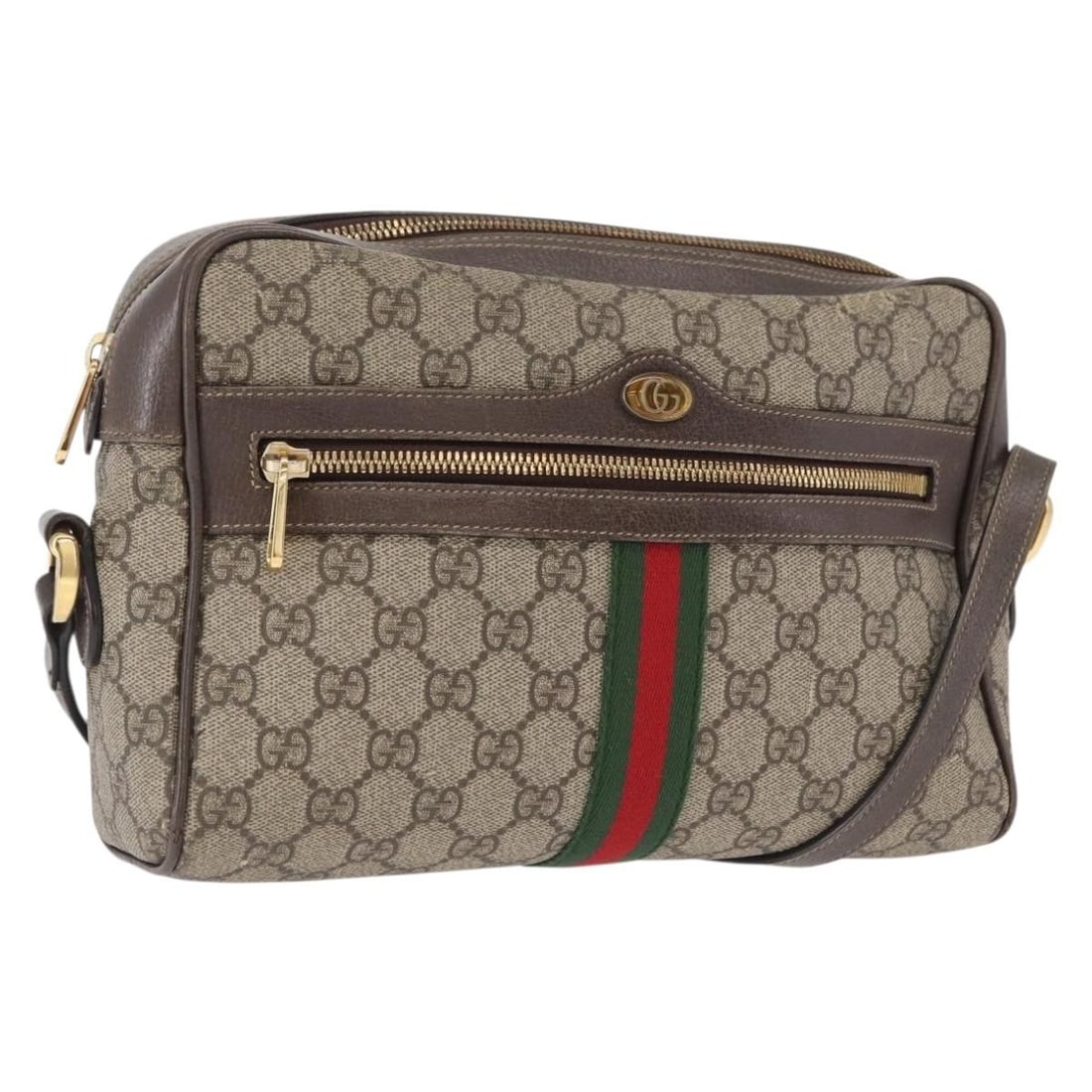 Beige Gucci Ophidia GG Supreme PVC Shoulder Bag Model 517080: Beige Gucci Ophidia GG Supreme PVC Shoulder Bag Model 517080 This is a Gucci Ophidia GG Supreme Web Sherry Line shoulder bag crafted from beige PVC leather and GG canvas. The bag features a classic we