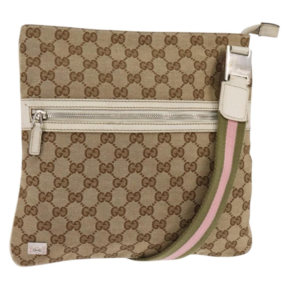 GUCCI GG Canvas Shoulder Bag Beige Silver 145809 Made in Italy Auth: GUCCI GG Canvas Shoulder Bag Beige Silver 145809 Made in Italy Auth This authentic GUCCI GG Canvas Shoulder Bag combines elegance and practicality, making it a stylish addition to any outfit. Crafted