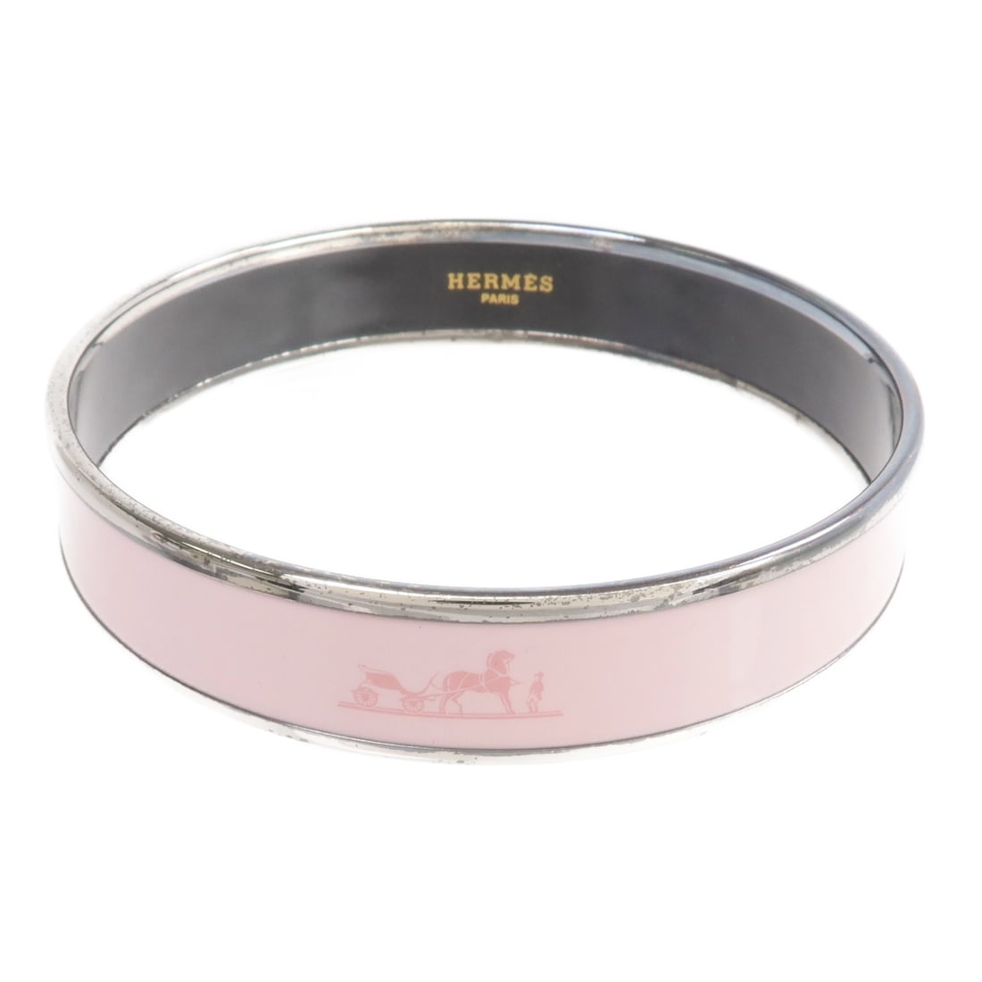 Hermes Pink Enamel Bangle Bracelet for Women (1 of 10)