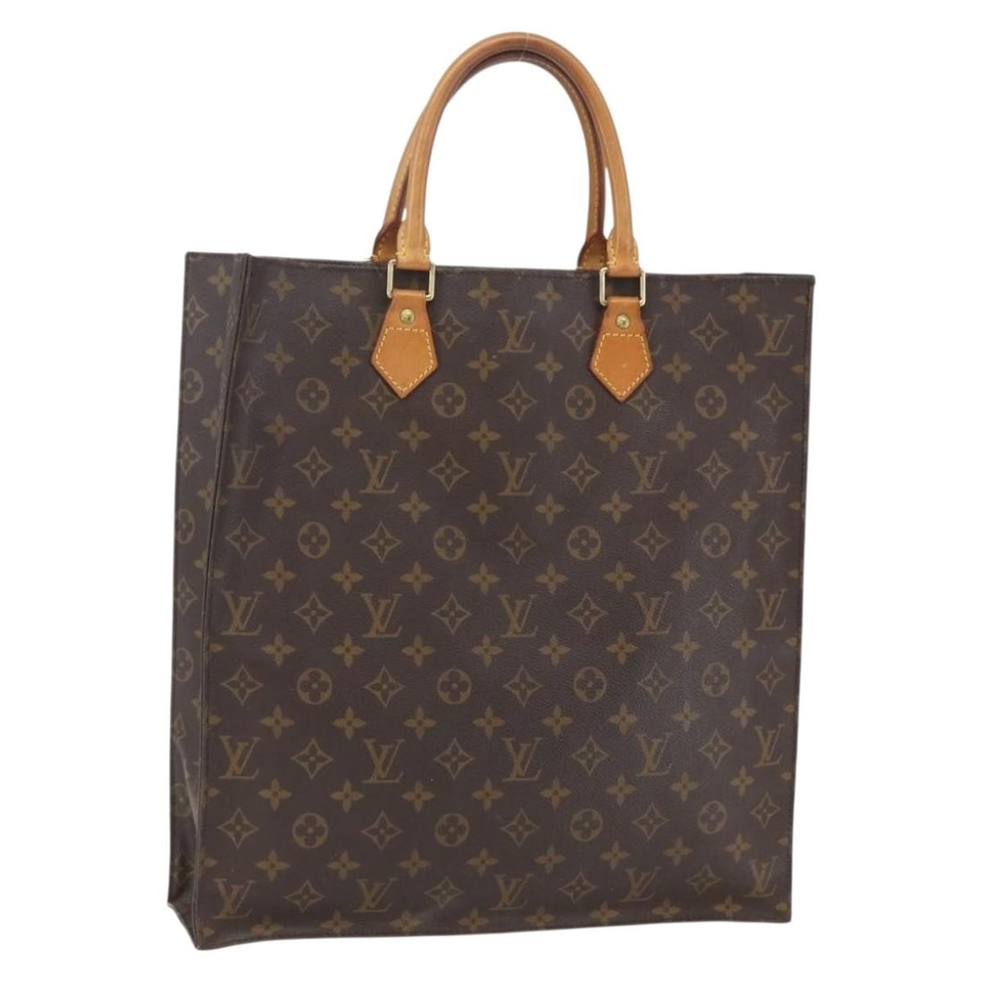 Louis Vuitton Sac Plat Monogram Canvas M51140 Tote Handbag France: Louis Vuitton Sac Plat Monogram Canvas M51140 Tote Handbag France This Louis Vuitton Sac Plat handbag features the classic monogram canvas exterior and is crafted in France. The bag measures approxima