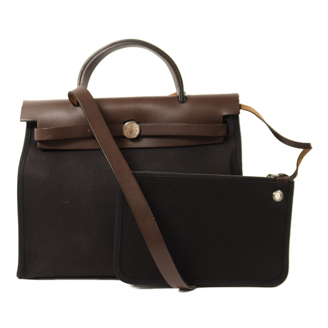 Hermes Herbag PM Black Canvas Two Way Shoulder Bag with Palladium Hardware (1 of 16)