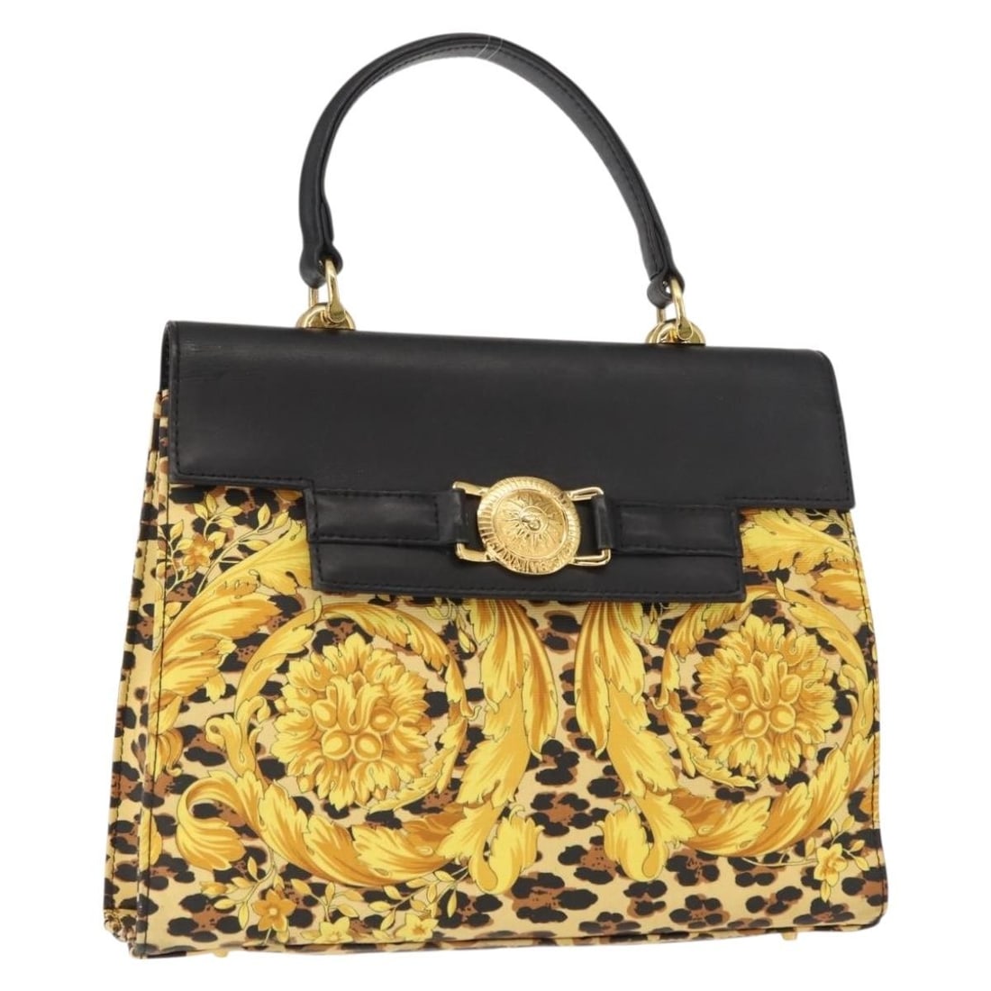 Gianni Versace Yellow Black PVC Leather Hand Bag BA7502 (1 of 18)