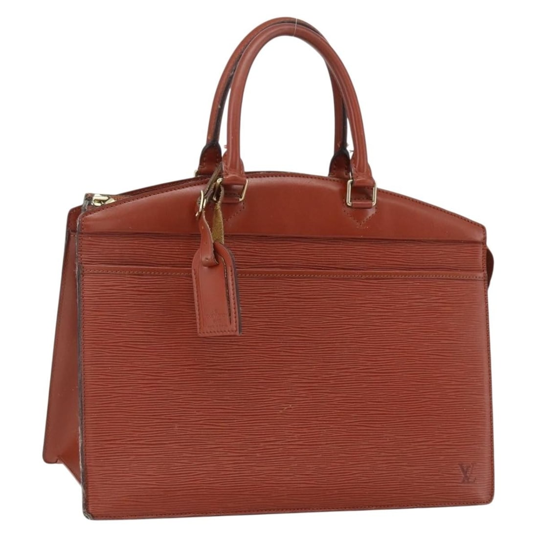 Louis Vuitton Riviera Epi Leather Brown Handbag with Name Tag M48183: Louis Vuitton Riviera Epi Leather Brown Handbag with Name Tag M48183 This is a Louis Vuitton Epi Riviera handbag in brown, crafted from signature Epi leather. It features a spacious interior and class