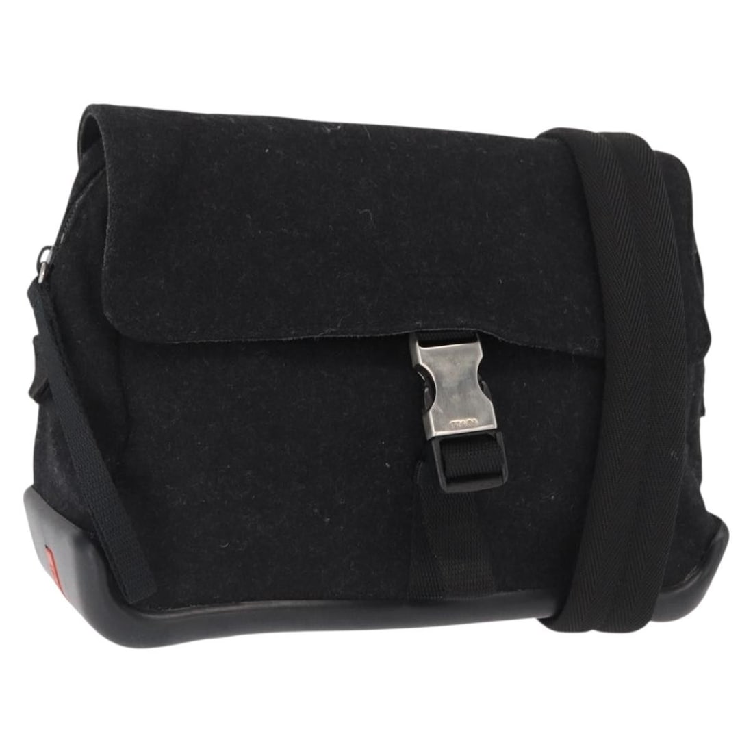 Prada Wool Sports Shoulder Bag Black Silver Accents Italy: Prada Wool Sports Shoulder Bag Black Silver Accents Italy This PRADA Sports shoulder bag features a black and silver wool exterior with silver-tone hardware. The bag is made in Italy and offers a comp