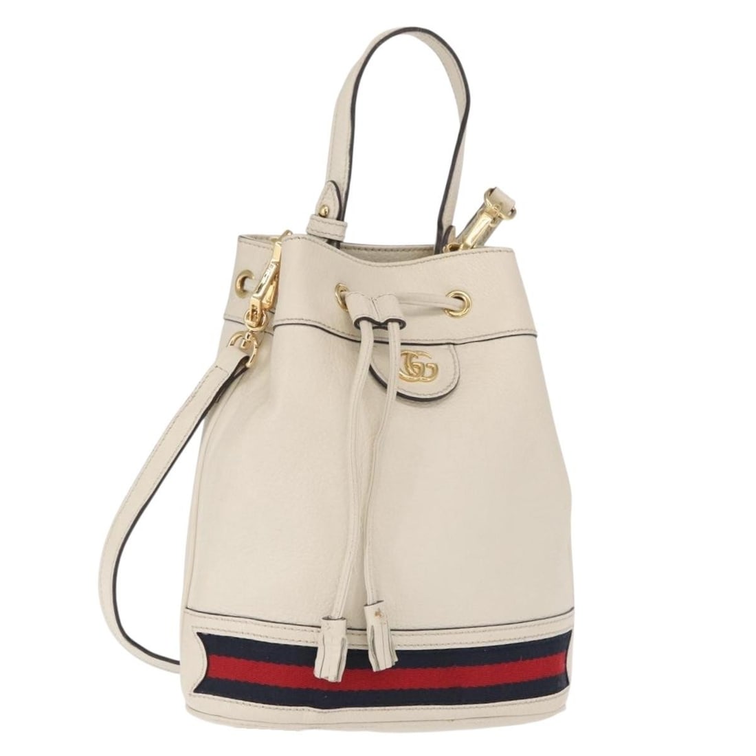 Gucci GG Marmont White Leather Shoulder Bag with Gold Accents 610846: Gucci GG Marmont White Leather Shoulder Bag with Gold Accents 610846 This is a GUCCI Sherry Line GG Marmont 2-way shoulder bag crafted from white leather with gold-tone accents. Designed for women, it
