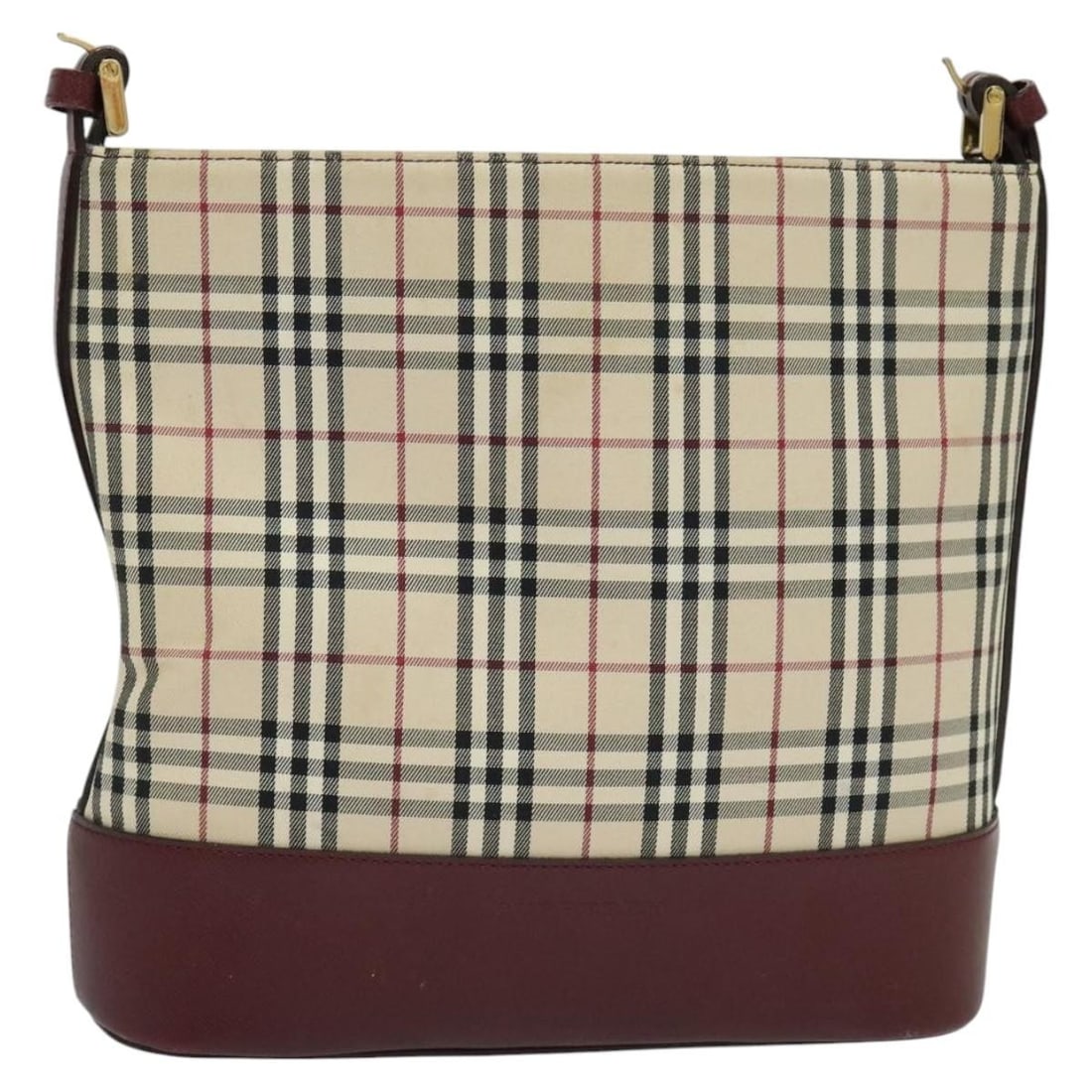 Burberry Canvas Nova Check Shoulder Purse in Beige and Red: Burberry Canvas Nova Check Shoulder Purse in Beige and Red This BURBERRY Nova Check shoulder bag features a beige and red canvas exterior in the brand's iconic check pattern. Designed for women, it of