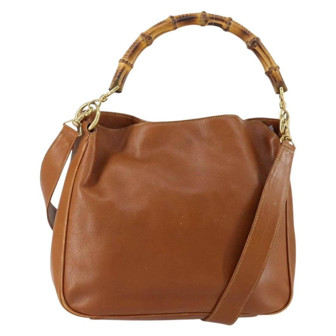 GUCCI Bamboo Leather Shoulder Bag Brown Gold 001 0166 1638 Auth: GUCCI Bamboo Leather Shoulder Bag Brown Gold 001 0166 1638 Auth This authentic GUCCI Bamboo Shoulder Bag combines luxury and functionality with its elegant design. Crafted in Italy from high-quality l