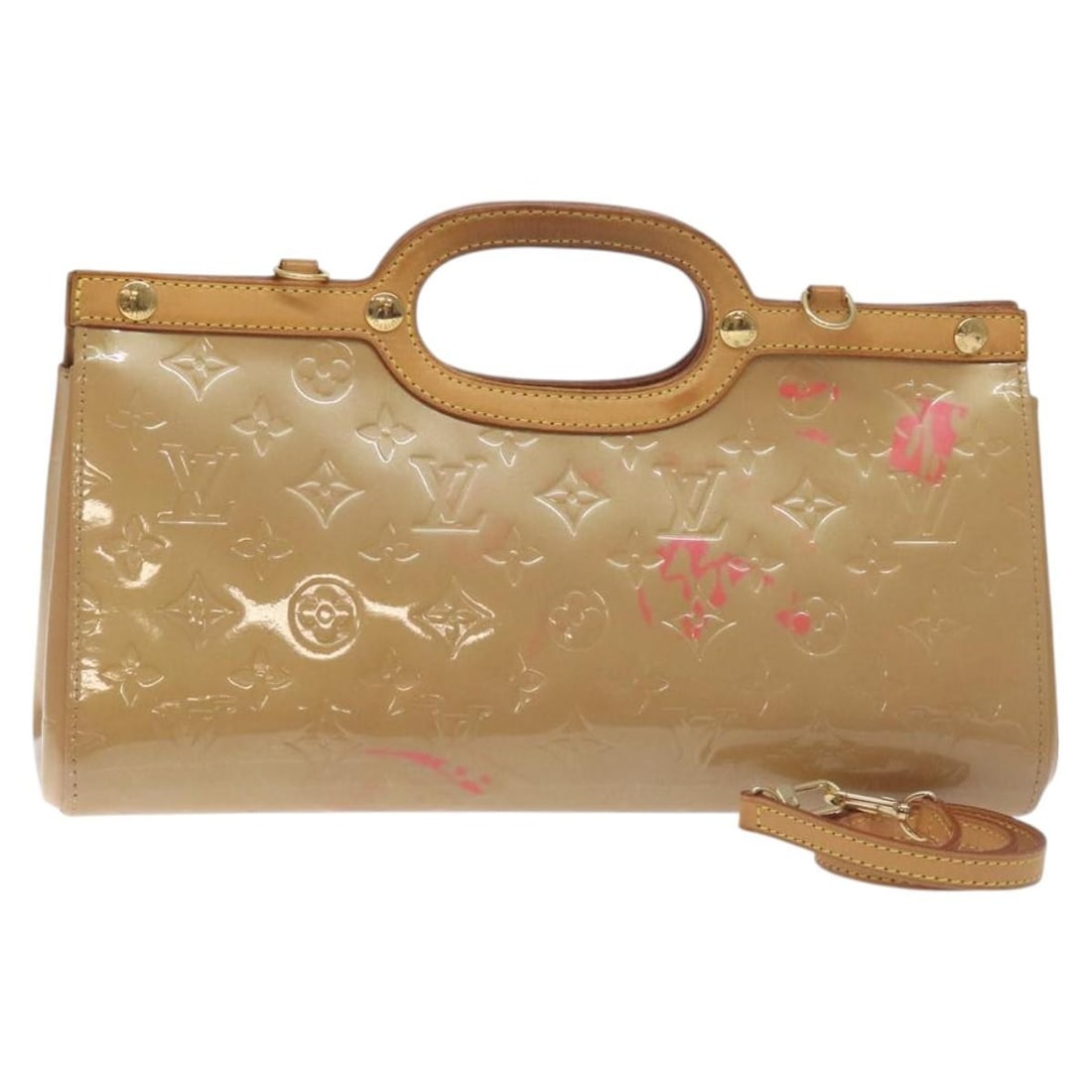 Louis Vuitton Monogram Vernis Roxbury Drive Hand Bag Noisette M91372 Authentic (1 of 18)