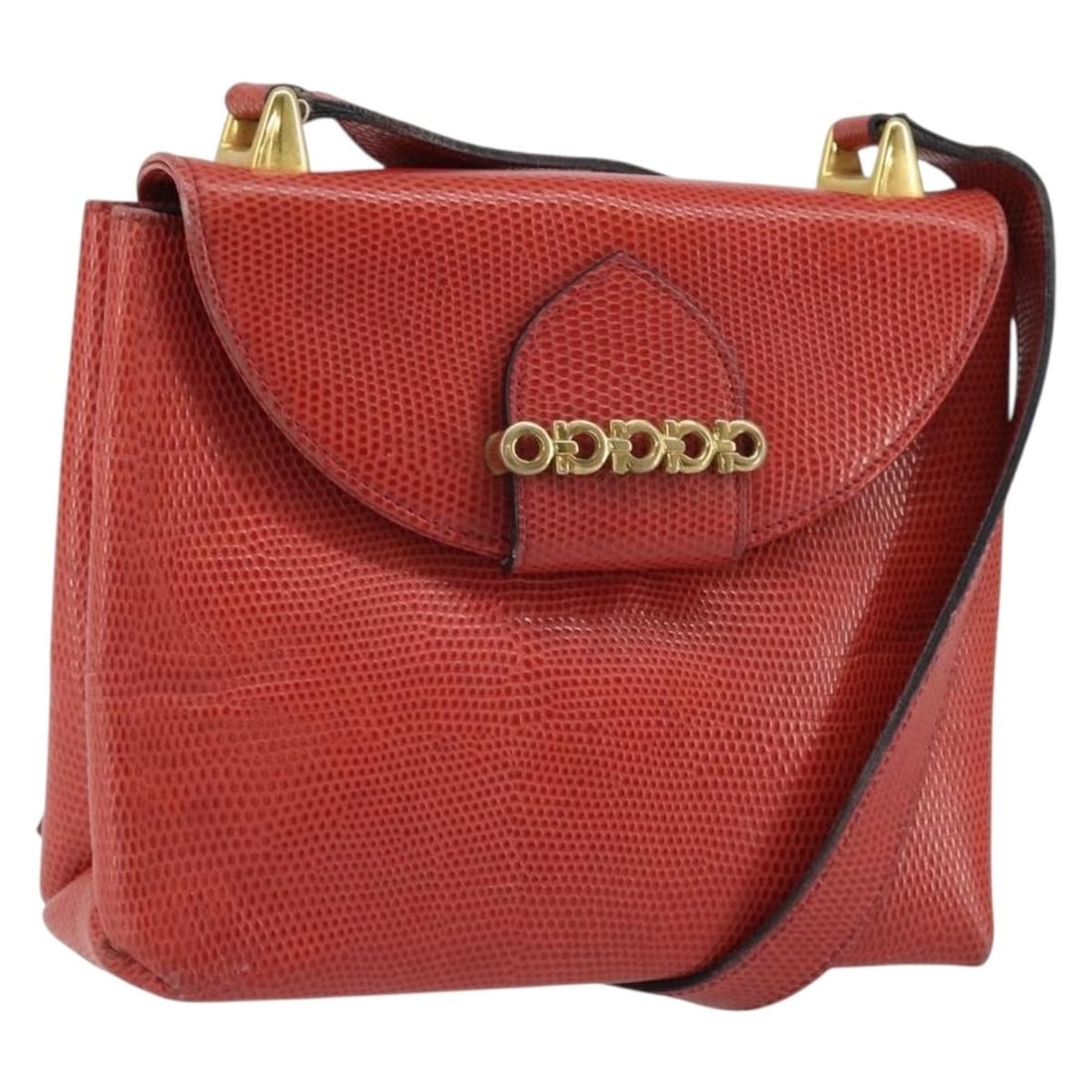 Salvatore Ferragamo Gancini Leather Shoulder Bag Red Gold Italy: Salvatore Ferragamo Gancini Leather Shoulder Bag Red Gold Italy This Salvatore Ferragamo Gancini shoulder bag features a red leather exterior with gold-tone hardware. Crafted in Italy, it offers a com