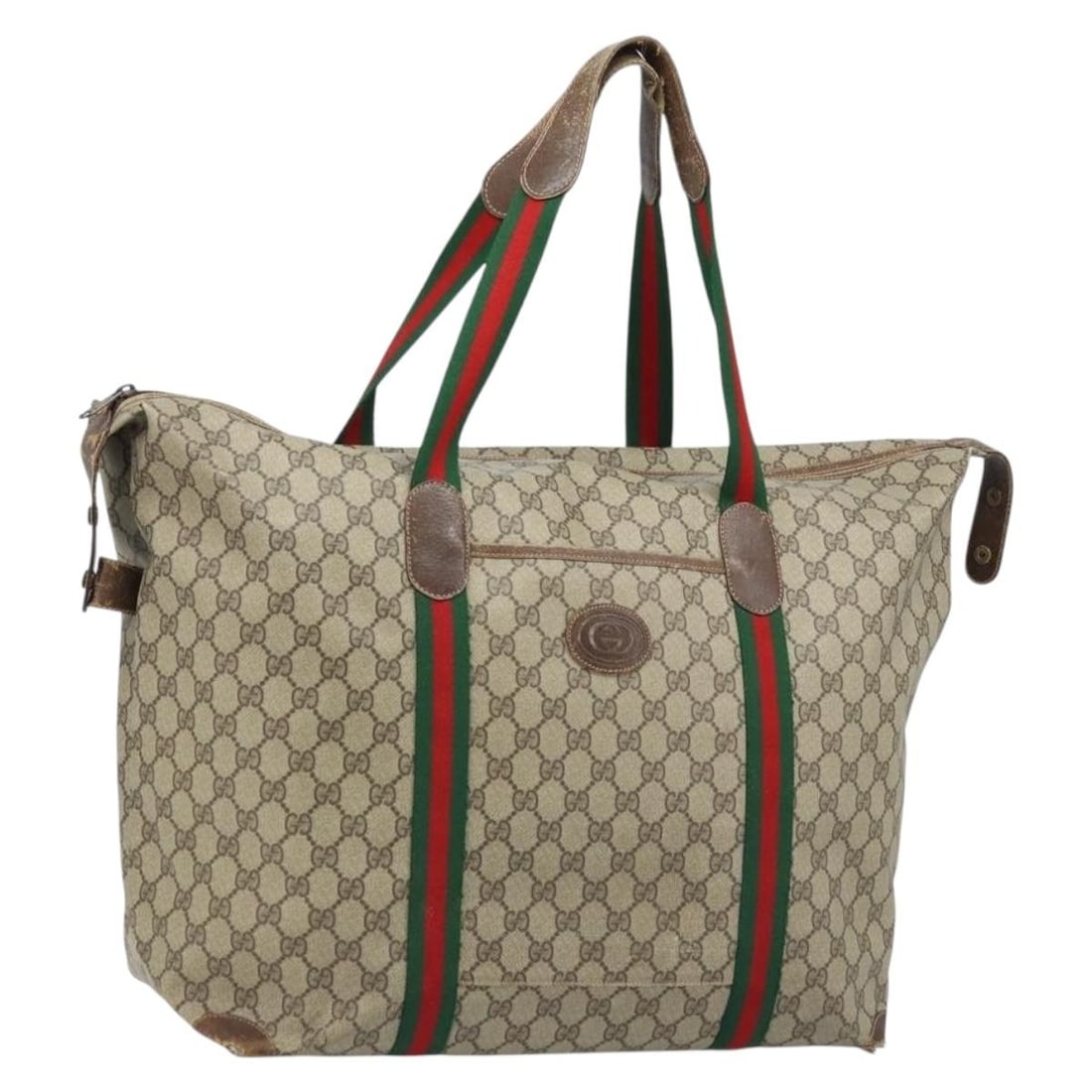 Gucci GG Supreme Sherry Line Beige Red PVC Tote Bag 156 19 014: Gucci GG Supreme Sherry Line Beige Red PVC Tote Bag 156 19 014 This Gucci GG Supreme Web Sherry Line tote bag is crafted from beige and red PVC leather and GG canvas. Designed for women, it features d