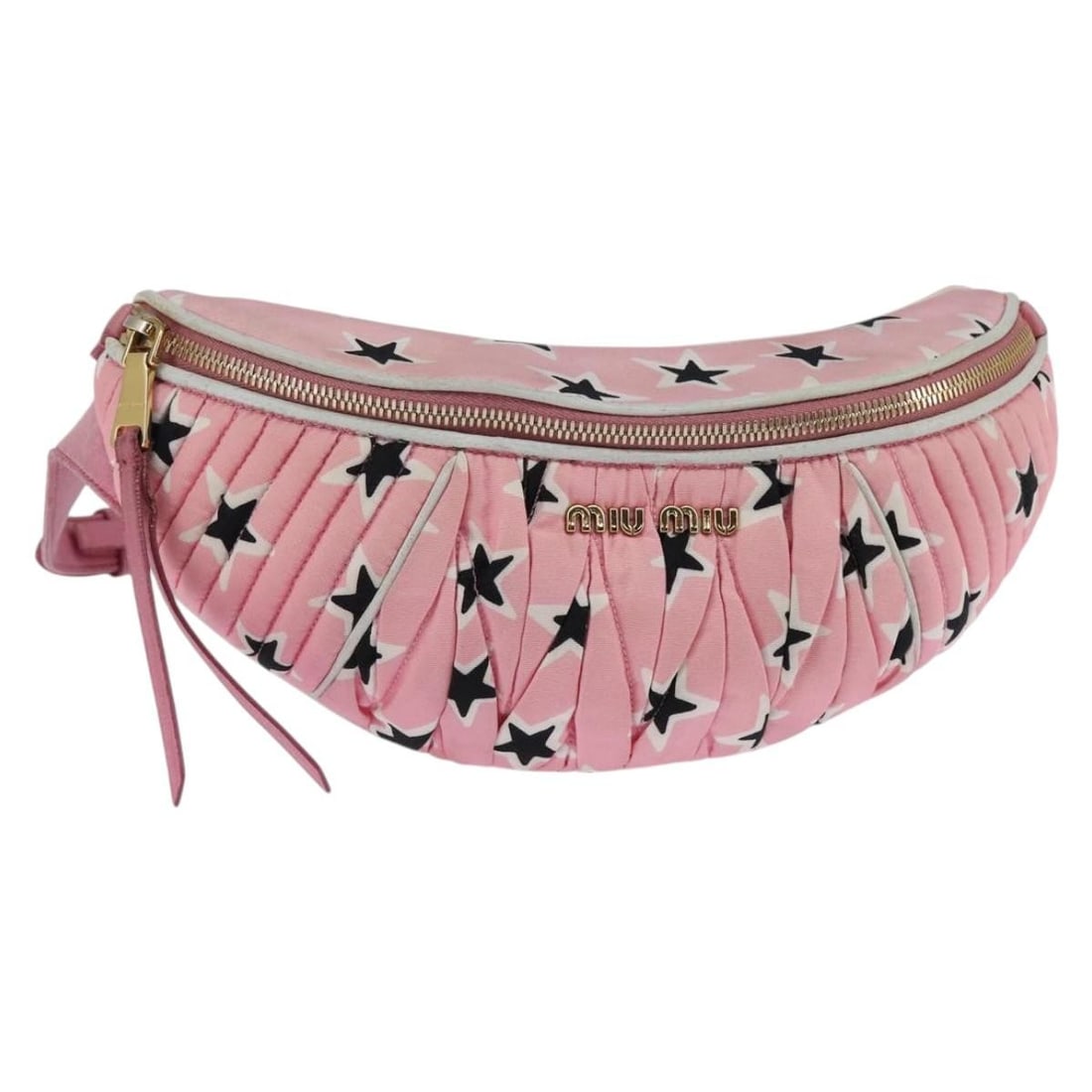 Miu Miu Pink Gold Canvas Waist Bag Authentic 144527 Italy: Miu Miu Pink Gold Canvas Waist Bag Authentic 144527 Italy This Miu Miu waist bag is a stylish accessory crafted from durable canvas in an eye-catching pink and gold color combination. Measuring approx