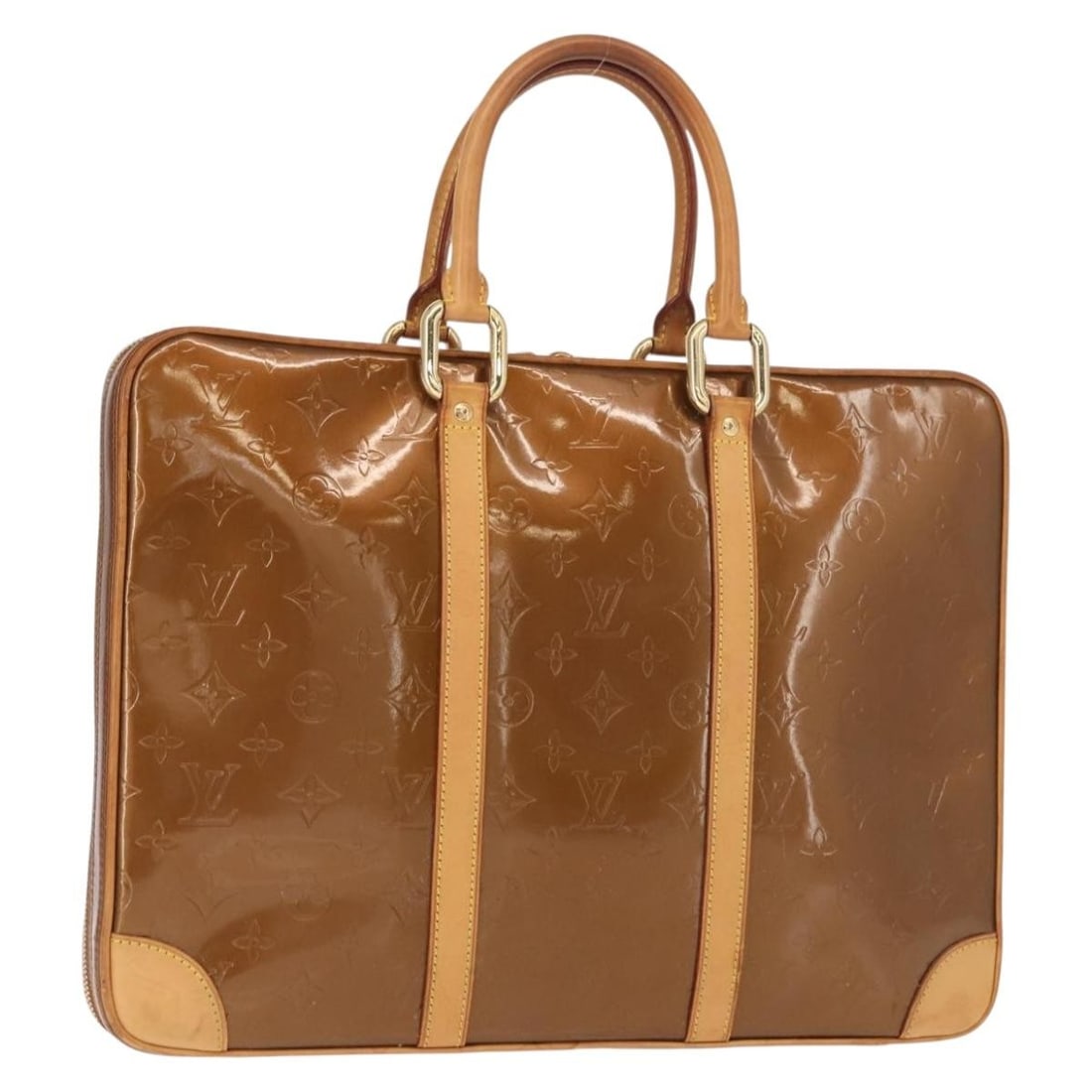 LOUIS VUITTON Monogram Vernis Van Damme Hand Bag Bronze M91125 Auth (1 of 18)