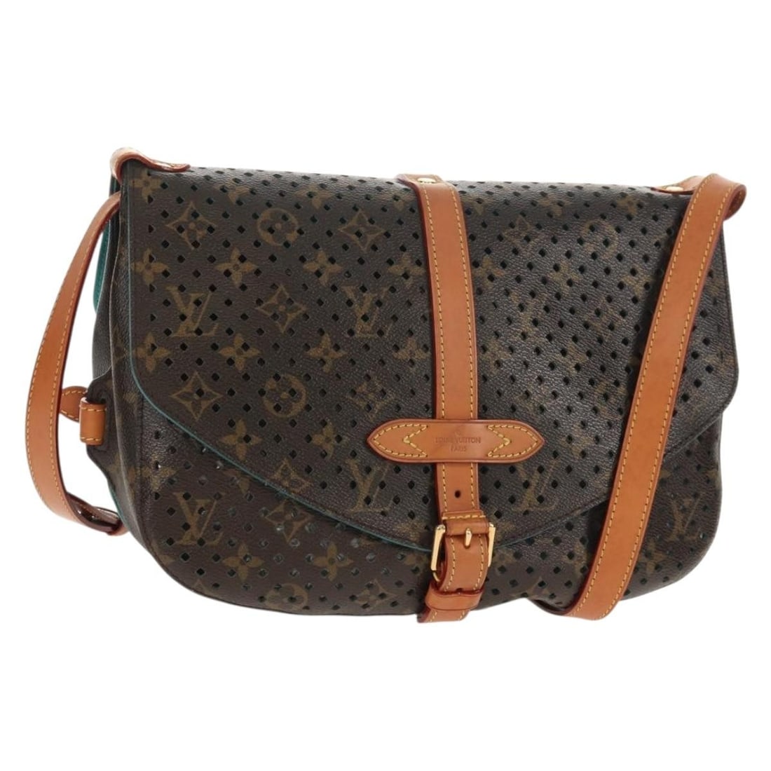 Louis Vuitton Flore Saumur Brown Monogram Canvas Perforated Shoulder Bag (1 of 18)