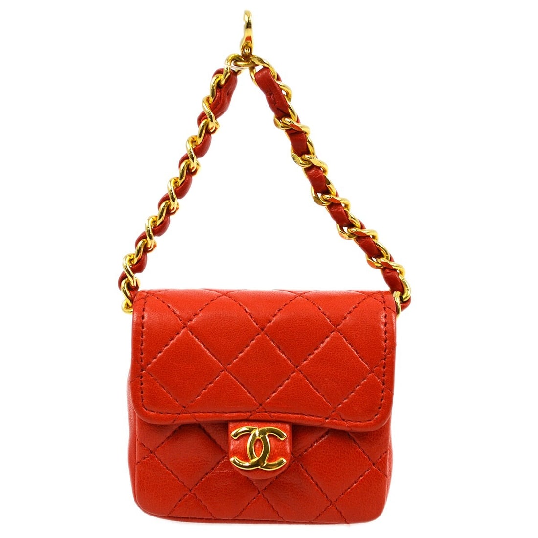 Chanel Red Lambskin Classic Flap Micro Pouch Bag (1 of 9)