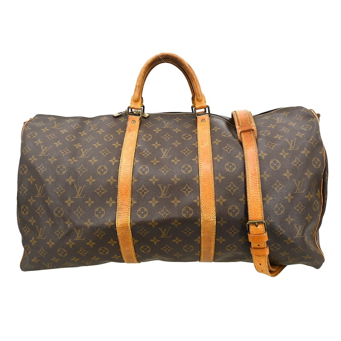 Brown Canvas Louis Vuitton Keepall Bandouliere Unisex Travel Bag (1 of 11)