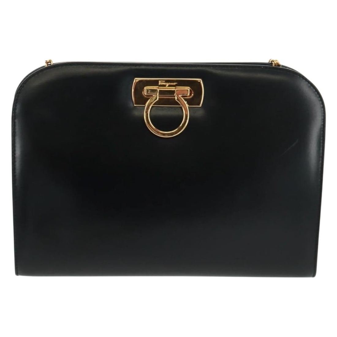 Salvatore Ferragamo Gancini Leather Shoulder Bag Vintage Black (1 of 18)