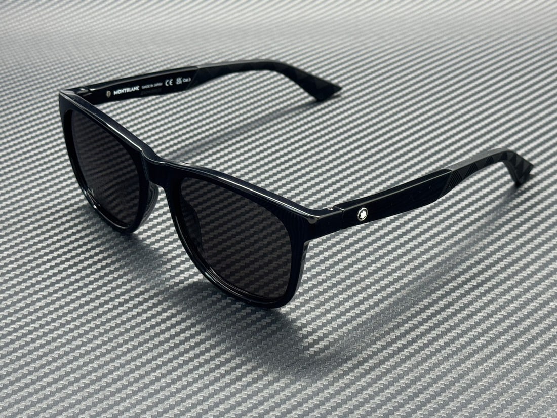 Montblanc MB0400S 001 Black Grey 55mm Men's Sunglasses: Montblanc MB0400S 001 Black Grey 55mm Men's Sunglasses Elevate your style with these Montblanc MB0400S 001 sunglasses, designed for men. Featuring a sleek black frame complemented by grey lenses, thes