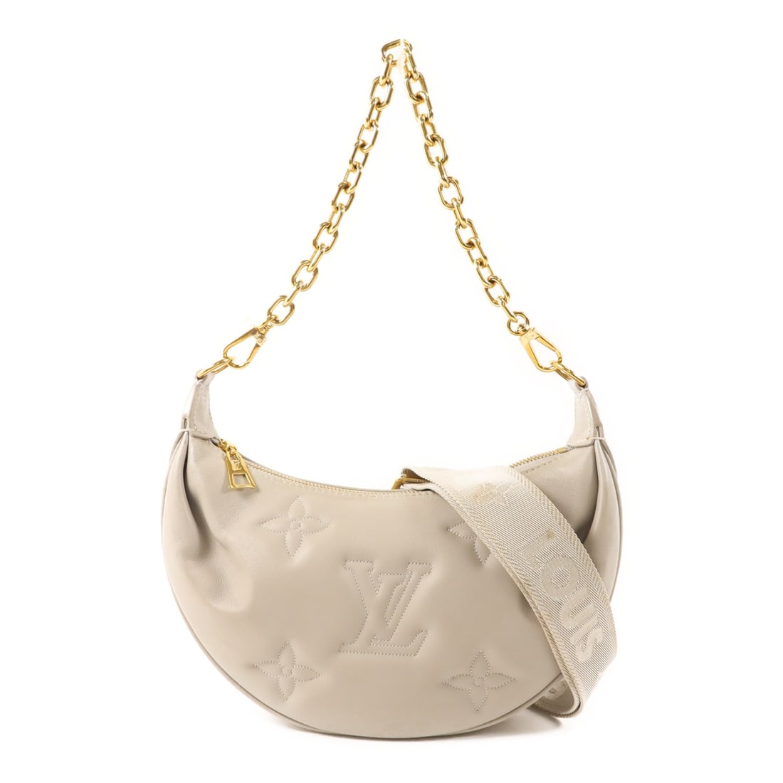 Louis Vuitton Over The Moon Gray Calfskin Monogram 2-Way Shoulder Bag: Louis Vuitton Over The Moon Gray Calfskin Monogram 2-Way Shoulder Bag This Louis Vuitton Over The Moon 2-way shoulder bag is crafted from gray calfskin monogram Empreinte leather. Designed for versati