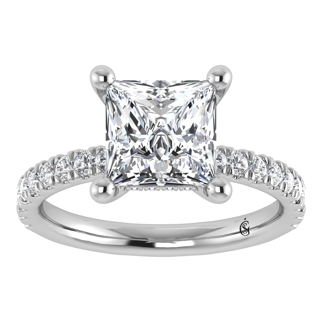 14K White Gold Lab Grown Diamond 3 1/2 Ct.Tw. Princess Shape Halo IGI Certified Engagement Ring (IGI: 14K White Gold Lab Grown Diamond 3 1/2 Ct.Tw. Princess Shape Halo IGI Certified Engagement Ring (IGI Certified Center 3ct) Discover subtle brilliance and modern elegance with our Hidden Halo Diamond E