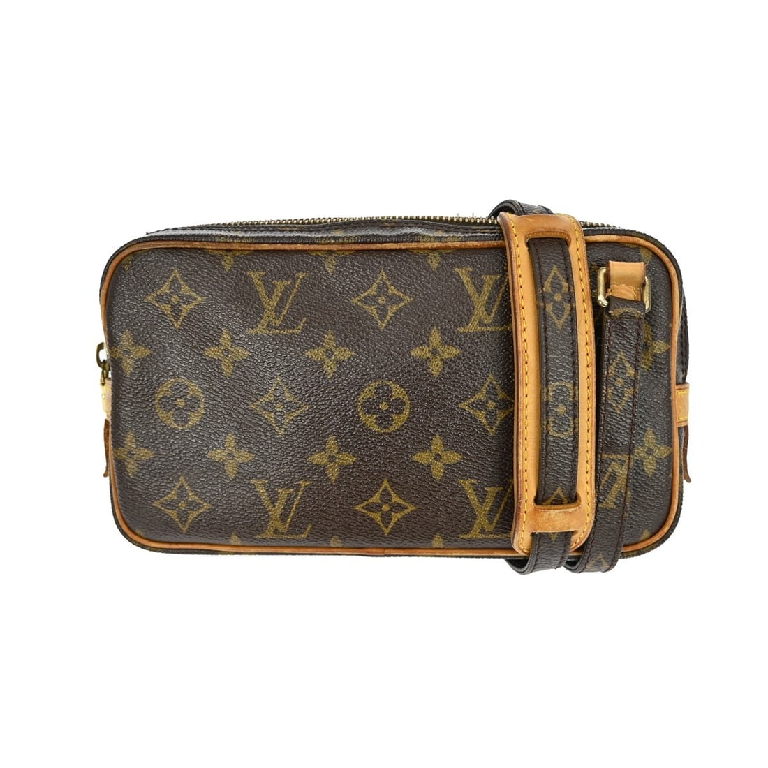 Louis Vuitton Marly Bandouliere Monogram Leather Mini Crossbody Bag M51828: Louis Vuitton Marly Bandouliere Monogram Leather Mini Crossbody Bag M51828 This Louis Vuitton Marly Bandouliere shoulder bag features the iconic Monogram pattern and is crafted from brown leather with