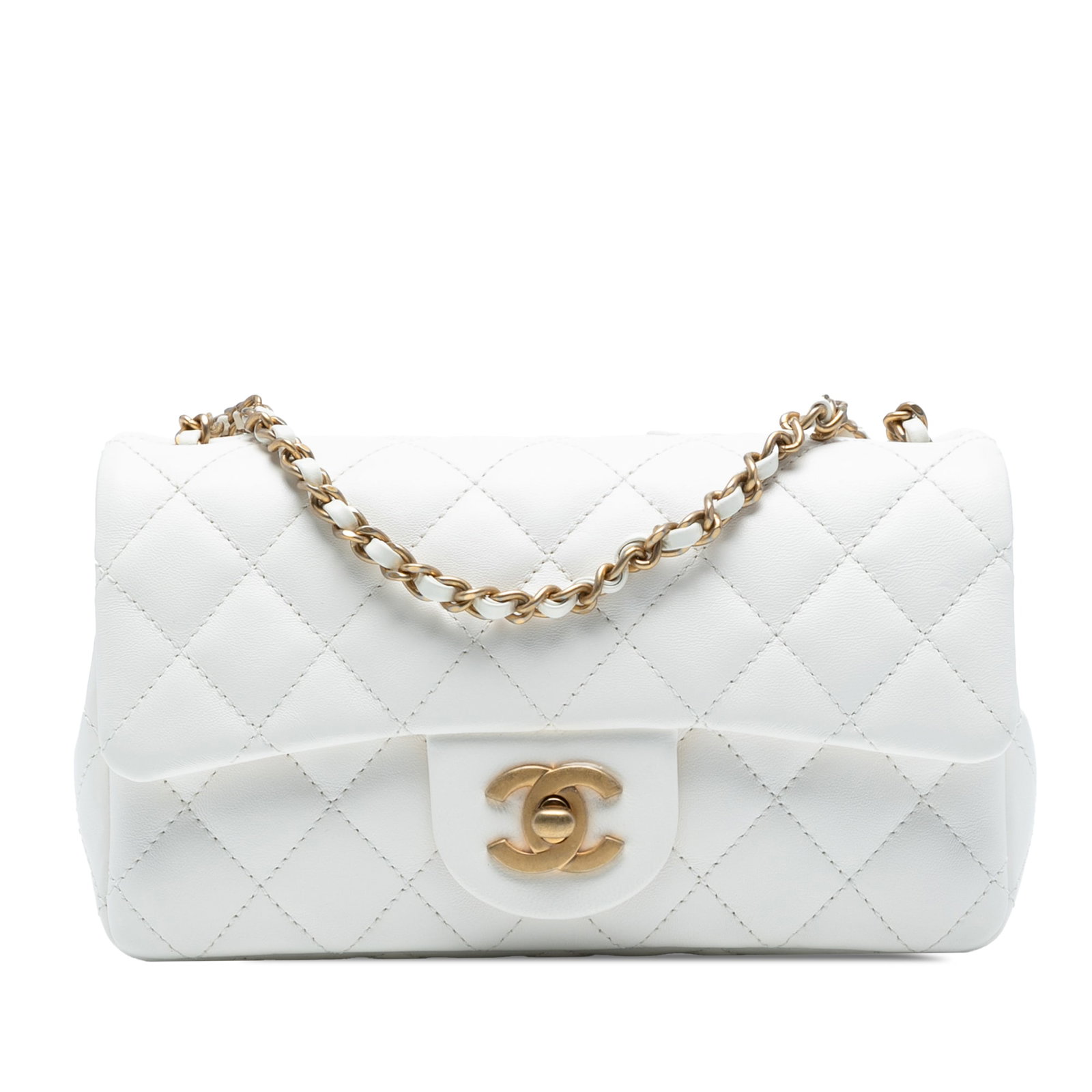 Chanel Mini Rectangular Classic Lambskin White Flap Bag (1 of 8)