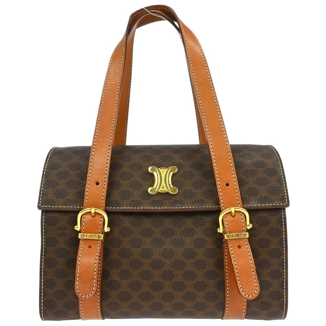 Celine Macadam Medium Brown Top Handle Bag Leather PVC (1 of 10)