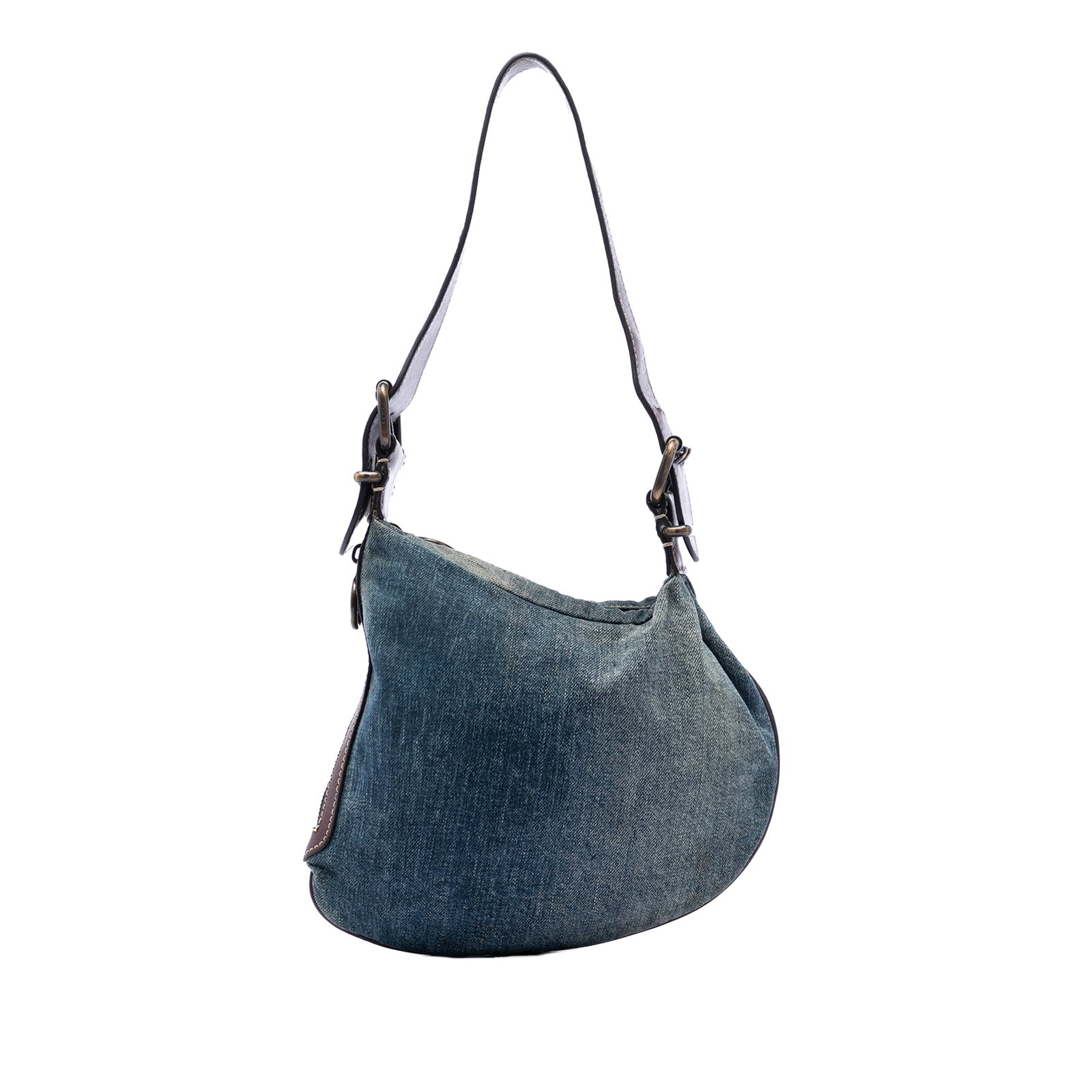 Fendi Oyster Blue Denim Shoulder Bag with Leather Trim (1 of 7)