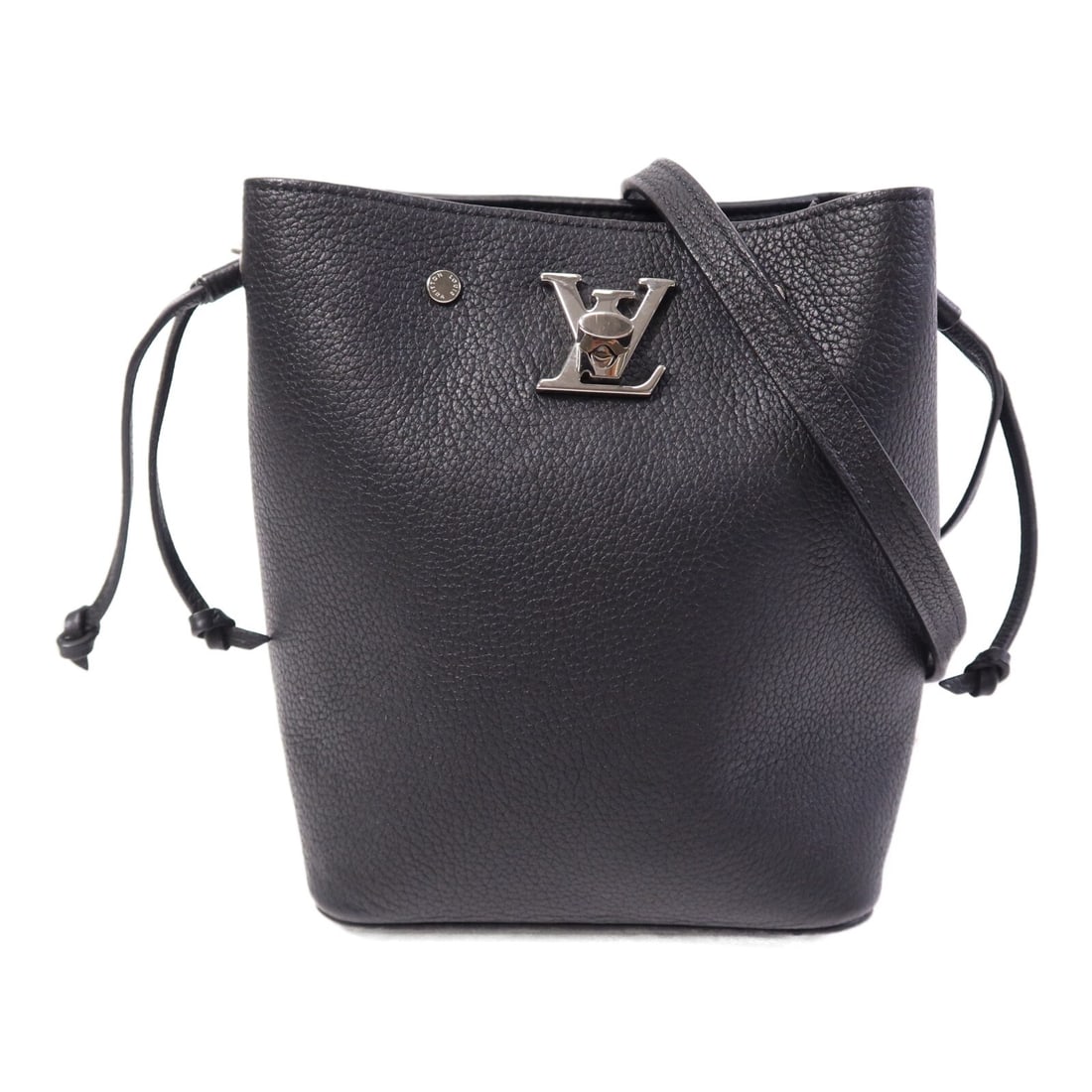 Louis Vuitton Nano Lockme Black Calfskin Shoulder Bag M68709 Silver Hardware (1 of 13)