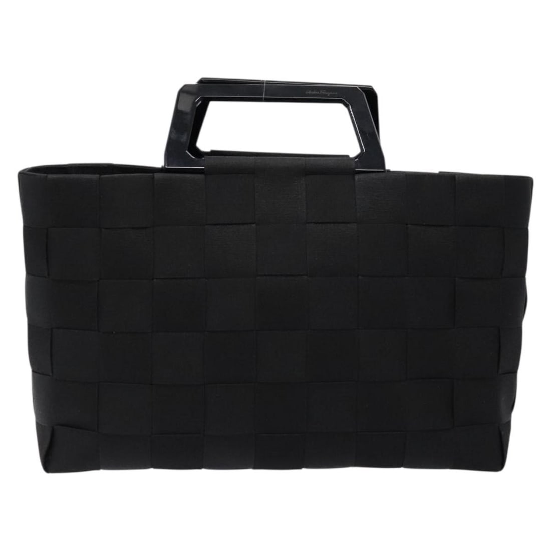 Black Canvas Vintage Handbag by Salvatore Ferragamo: Black Canvas Vintage Handbag by Salvatore Ferragamo This Salvatore Ferragamo vintage handbag features a black canvas construction with a classic design. Made in Italy, it is designed for female use an