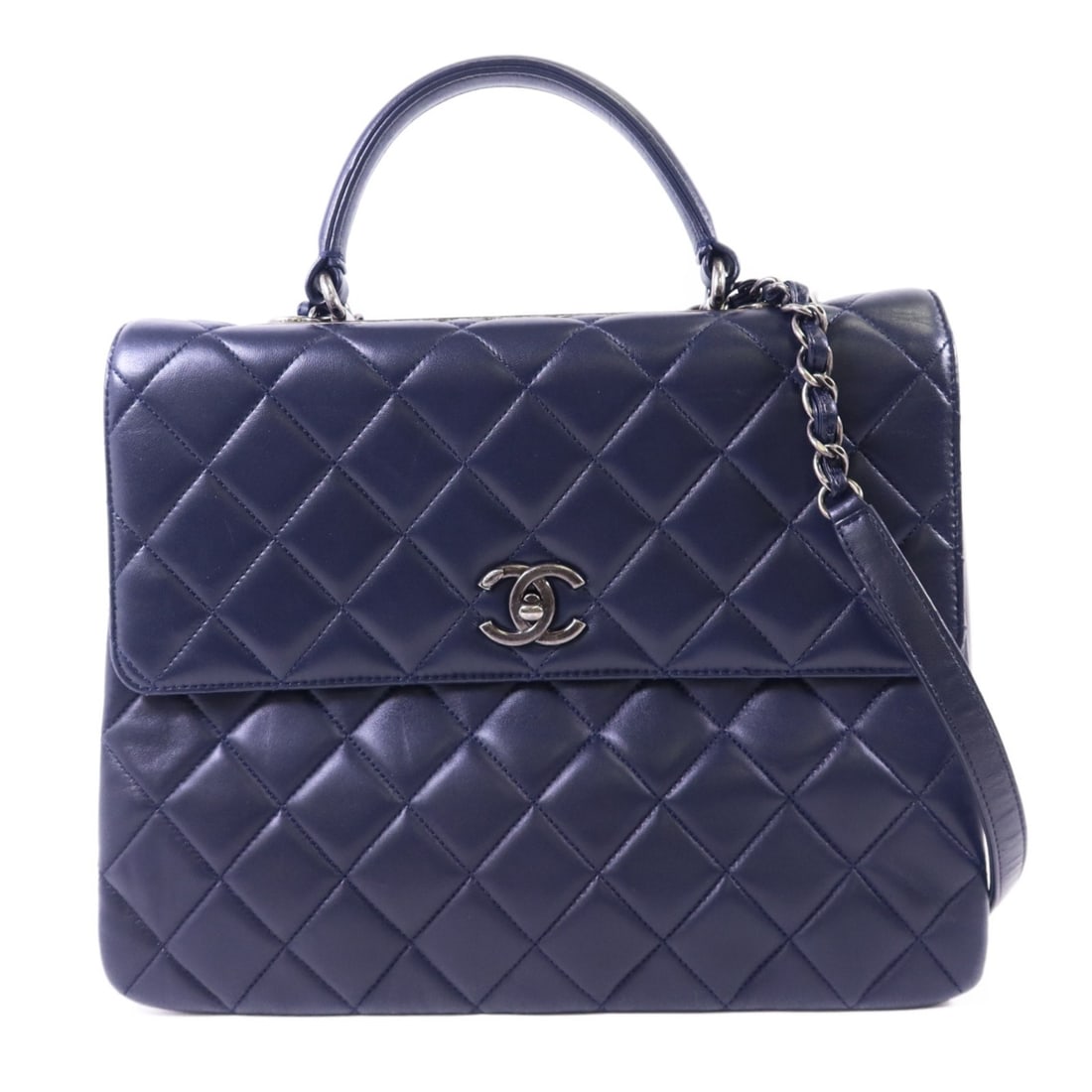 Navy Lambskin CHANEL Trendy CC Large 2way Chain Shoulder Bag (1 of 18)