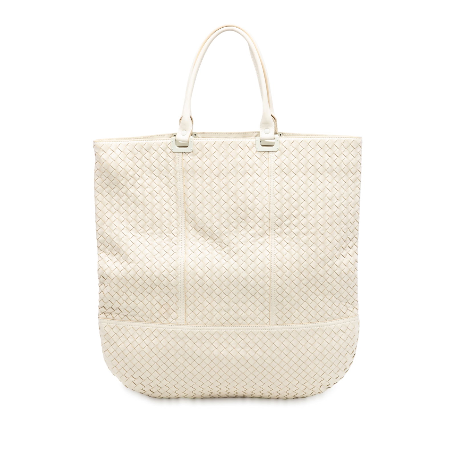 White Nappa Leather Woven Tote Bag by Bottega Veneta (1 of 7)
