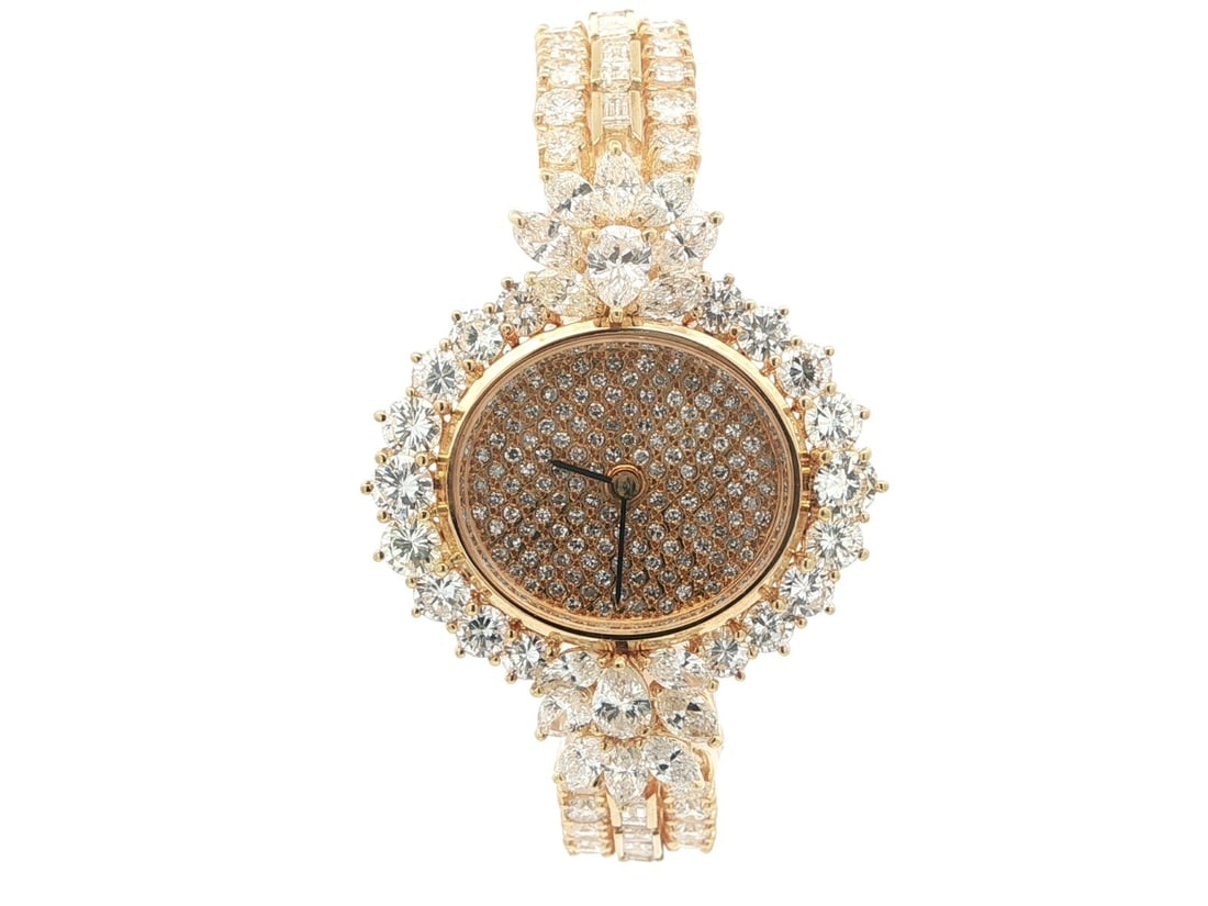 Omega 18k Yellow Gold Diamond Wristwatch with Bracelet 17.78 Carats Vintage (1 of 13)