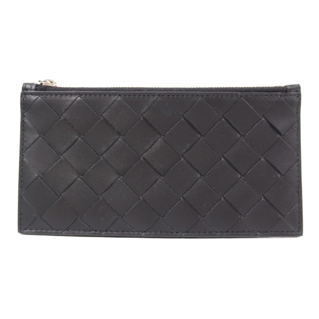 Bottega Veneta Black Calfskin Leather Zip Card Case (1 of 12)