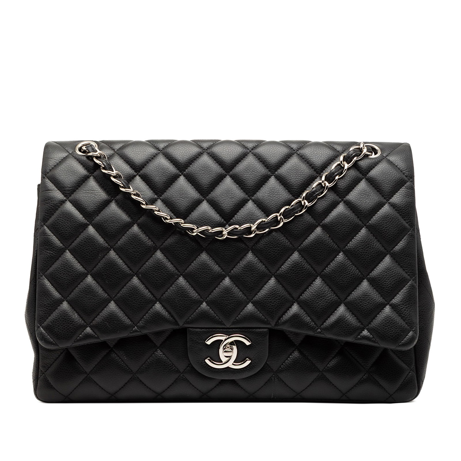 Black Caviar Leather Maxi Double Flap Shoulder Bag by Chanel (1 of 8)