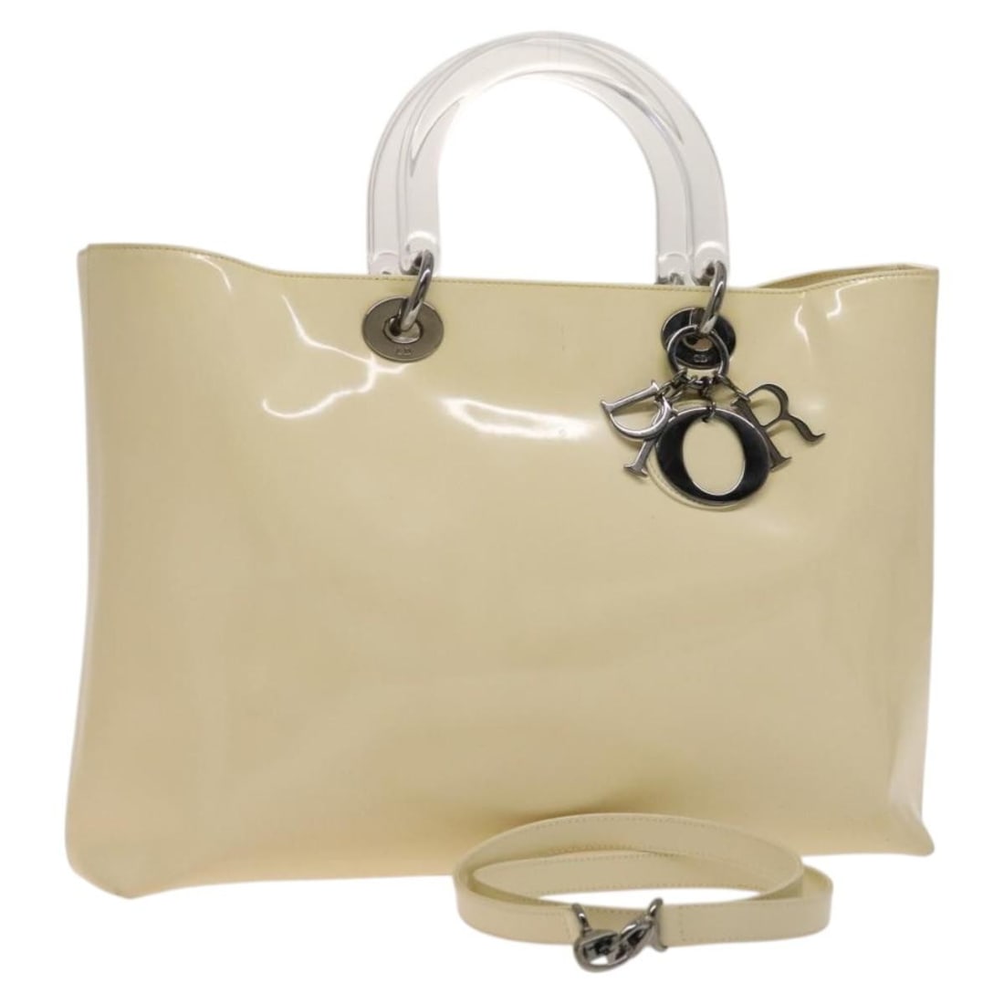 Christian Dior Lady Dior Patent Leather Handbag Beige Vintage (1 of 18)
