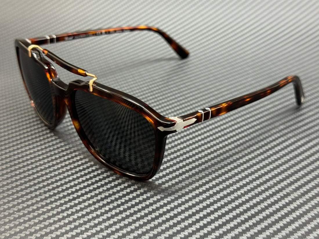 PERSOL PO0203S 24 48 Havana Brown Polarized Sunglasses 57 mm: PERSOL PO0203S 24 48 Havana Brown Polarized Sunglasses 57 mm Discover the stylish PERSOL PO0203S 24 48 sunglasses, featuring a sophisticated Havana Brown frame complemented by sleek Black Polarized le