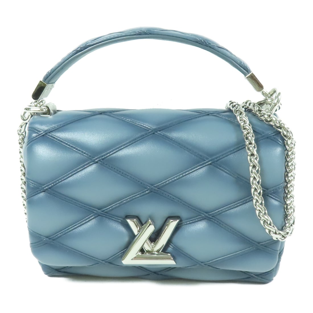 Go-14 PM Blue Calfskin 2 Way Shoulder Bag by Louis Vuitton M12434: Go-14 PM Blue Calfskin 2 Way Shoulder Bag by Louis Vuitton M12434 Experience luxury with this LOUIS VUITTON Go-14 PM 2 Way Shoulder Bag, crafted from high-quality calfskin leather in an elegant blue h