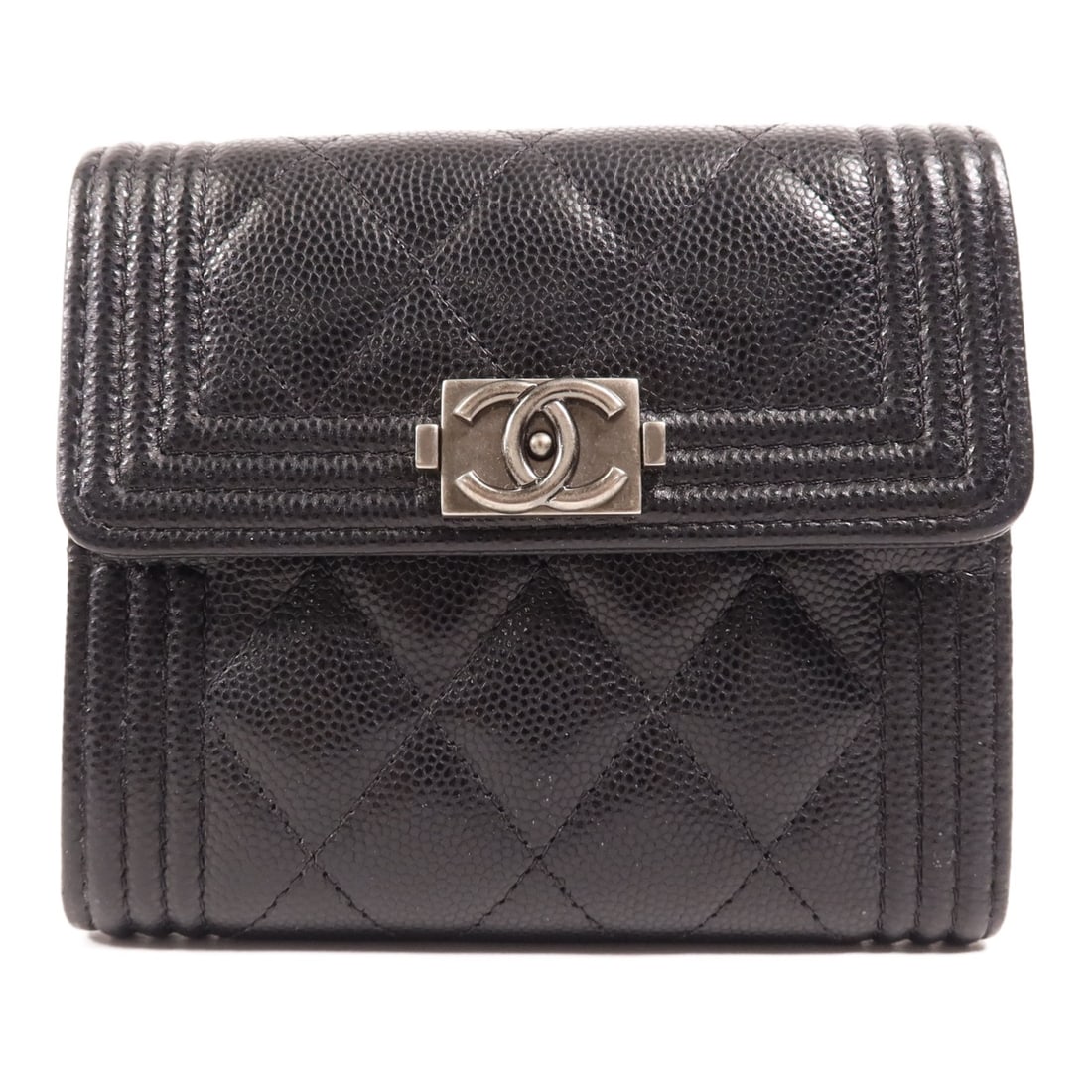 CHANEL Boy Wallet Black Calfskin Leather Tri-Fold SHW (1 of 16)