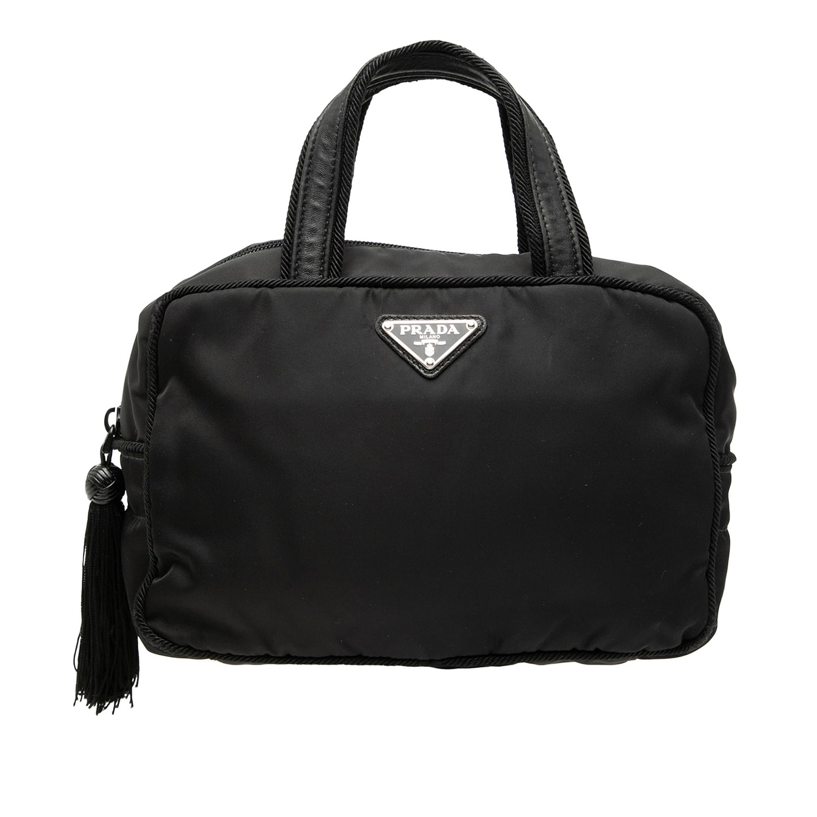 Prada Tessuto Tassel Black Nylon Shoulder Bag with Leather Trim (1 of 6)