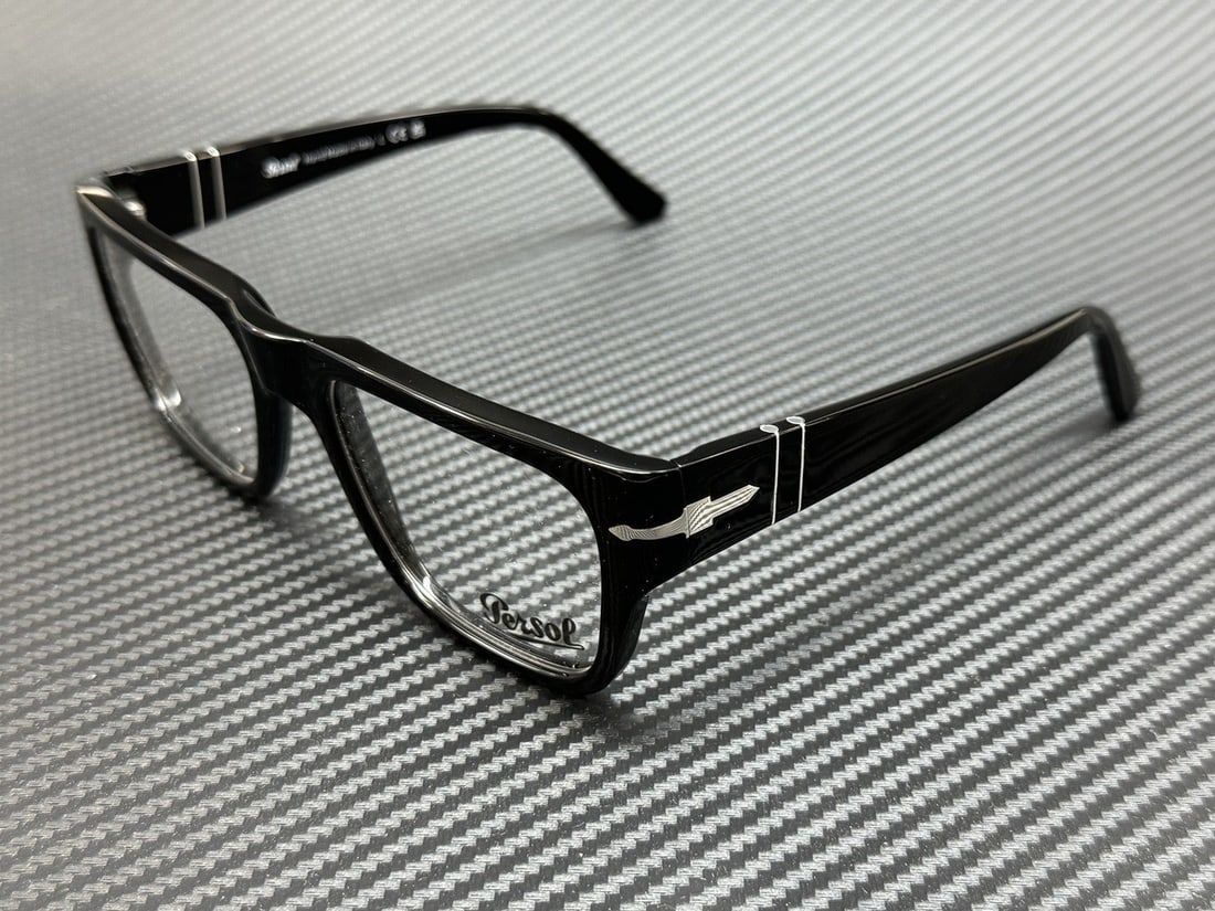 Persol PO3348V 95 Black Unisex Eyeglasses with Authenticity Certificate: Persol PO3348V 95 Black Unisex Eyeglasses with Authenticity Certificate Discover the elegance of Persol PO3348V 95 eyeglasses, designed for both men and women. These stylish black frames feature demo
