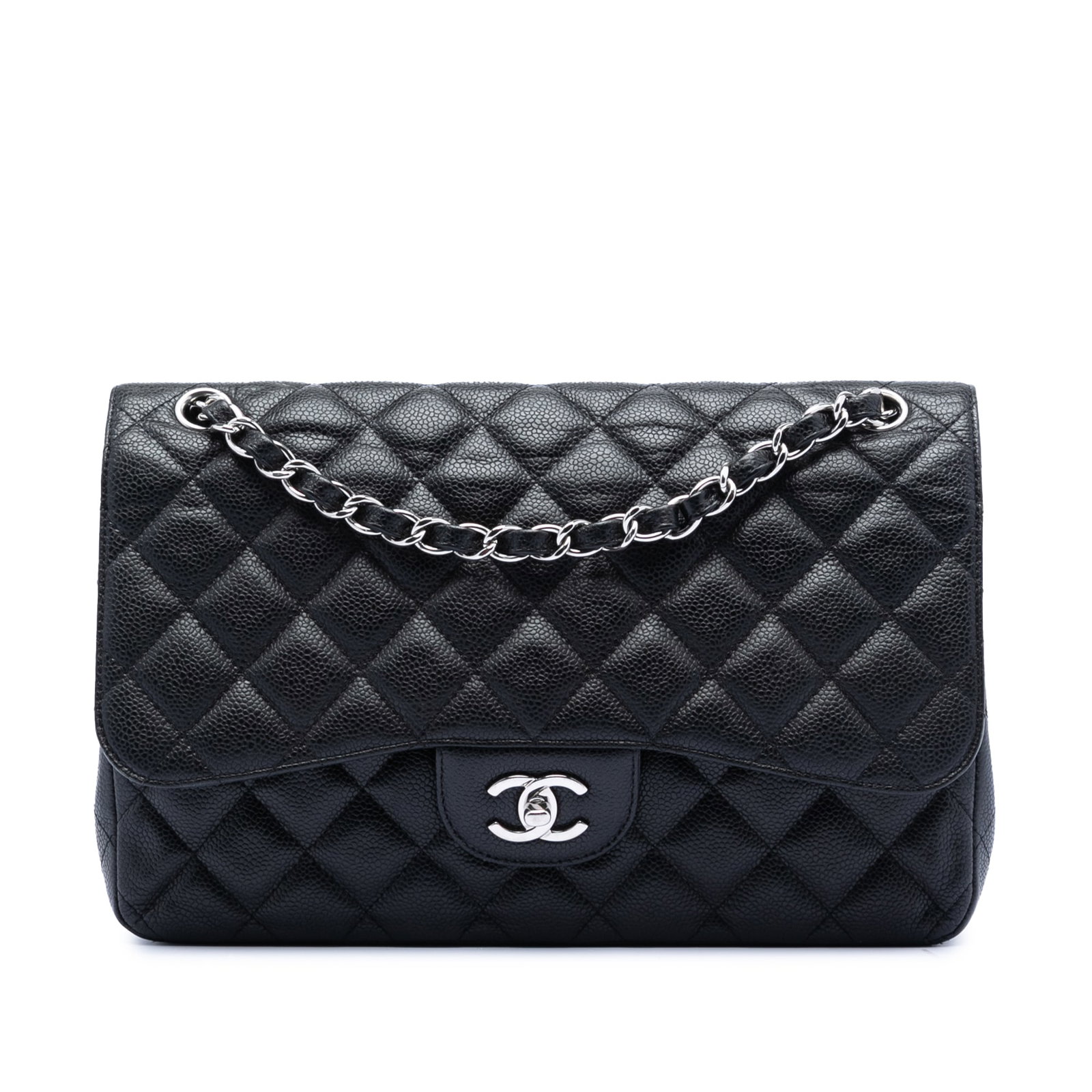 Chanel Black Caviar Leather Jumbo Double Flap Shoulder Bag (1 of 7)