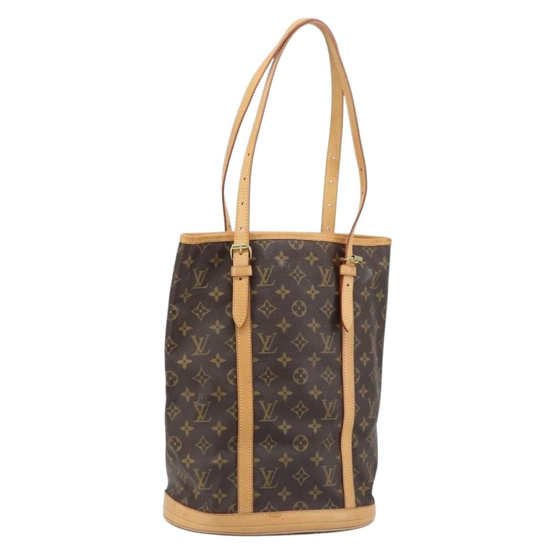 Louis Vuitton Bucket GM Monogram Canvas Shoulder Bag M42236 for Women: Louis Vuitton Bucket GM Monogram Canvas Shoulder Bag M42236 for Women This Louis Vuitton Monogram Bucket GM Shoulder Bag features the iconic Monogram canvas exterior with natural leather trim and adju