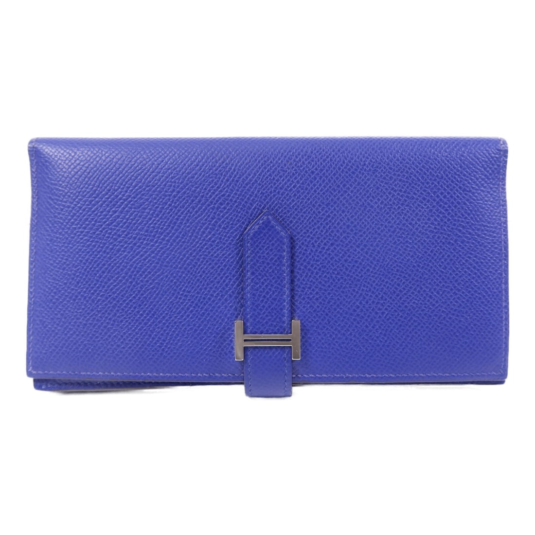 Hermes Bearn Blue Epsom Leather Long Wallet with Palladium Hardware: Hermes Bearn Blue Epsom Leather Long Wallet with Palladium Hardware This Hermes Bearn Long Wallet features Epsom leather in a striking Bleu Electrique color. Designed in a bifold style, it is crafted