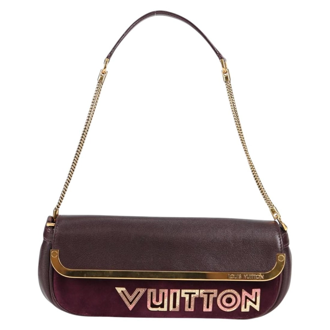 Louis Vuitton Avant Garde Brown Leather Suede Pochette 27cm: Louis Vuitton Avant Garde Brown Leather Suede Pochette 27cm Louis Vuitton Avant Garde Pochette for women crafted from brown leather with suede accents. This elegant pouch features a shoulder strap and