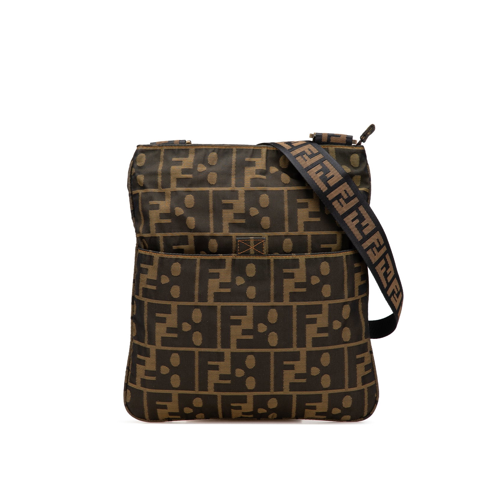 Fendi Zucca Canvas Skull Crossbody Bag Brown Fabric Italy (1 of 11)