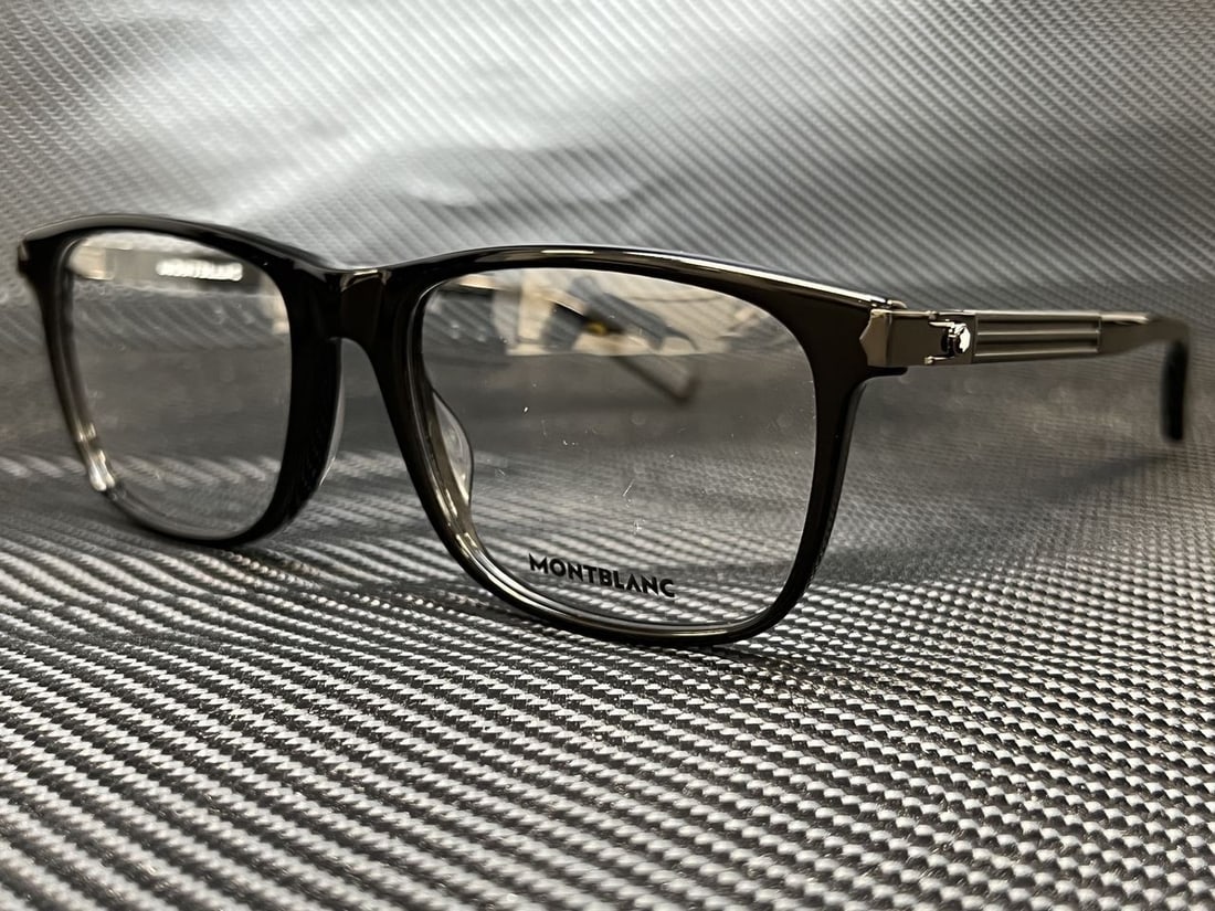 Black Montblanc MB0035O 005 Eyeglasses for Men 57 mm: Black Montblanc MB0035O 005 Eyeglasses for Men 57 mm These Montblanc MB0035O 005 men's eyeglasses feature a black frame for a classic and sophisticated look. Crafted in Italy, the eyeglasses are un-us
