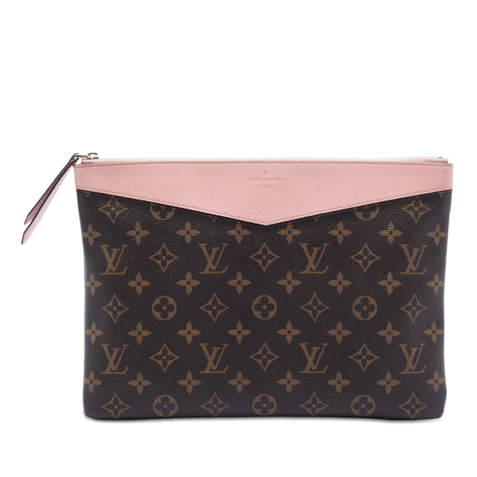 Louis Vuitton Brown Monogram Canvas Daily Pouch Bag with Leather Trim: Louis Vuitton Brown Monogram Canvas Daily Pouch Bag with Leather Trim This Louis Vuitton Monogram Daily Pouch features the iconic monogram canvas body complemented by leather trim. It is designed with