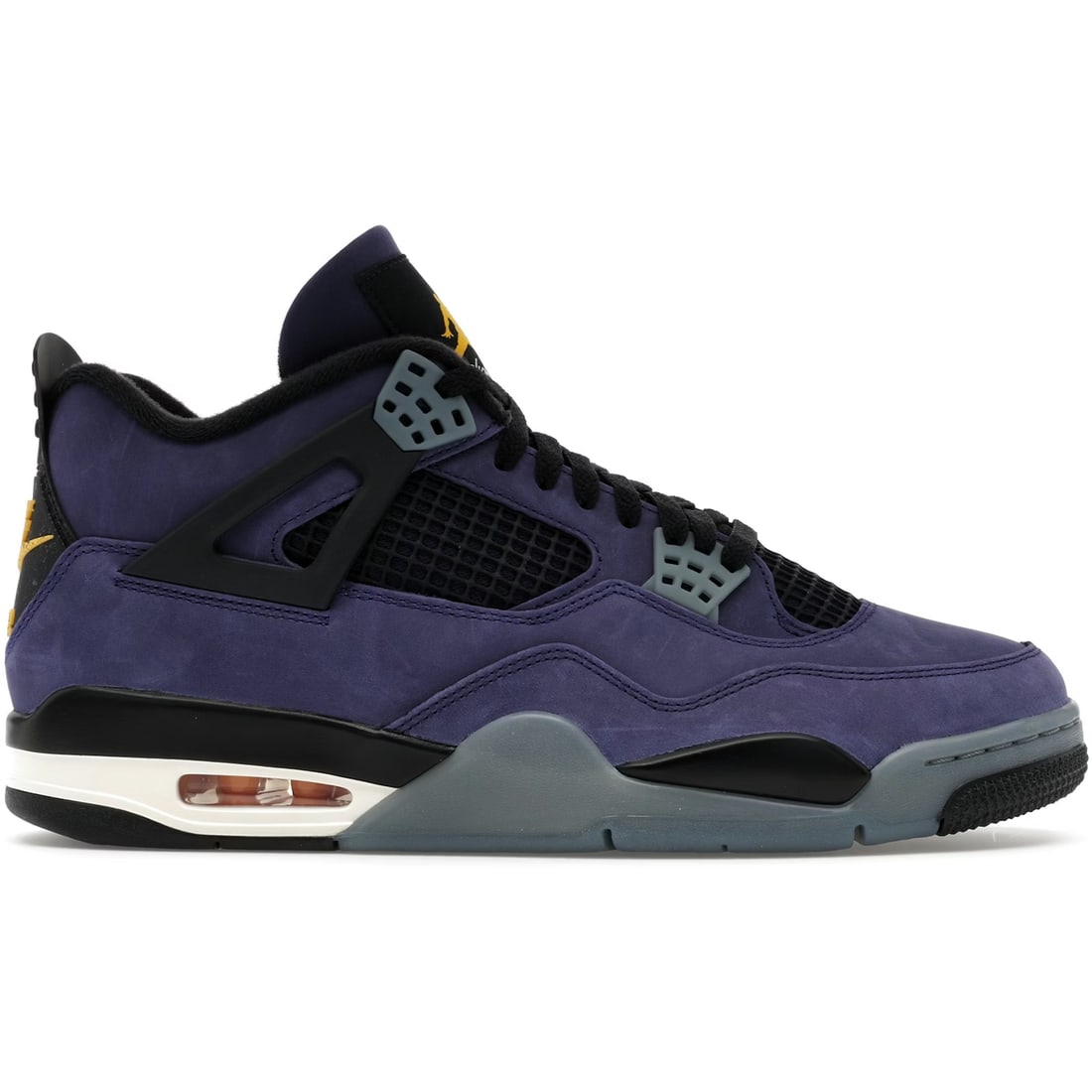 Air Jordan 4 Retro Lakers Purple Nubuck Sneakers Size 9 Men 10.5 Women: Air Jordan 4 Retro Lakers Purple Nubuck Sneakers Size 9 Men 10.5 Women The Nike Air Jordan 4 Retro "Lakers" sneaker showcases a premium purple nubuck upper accented with grey and gold, inspired by the