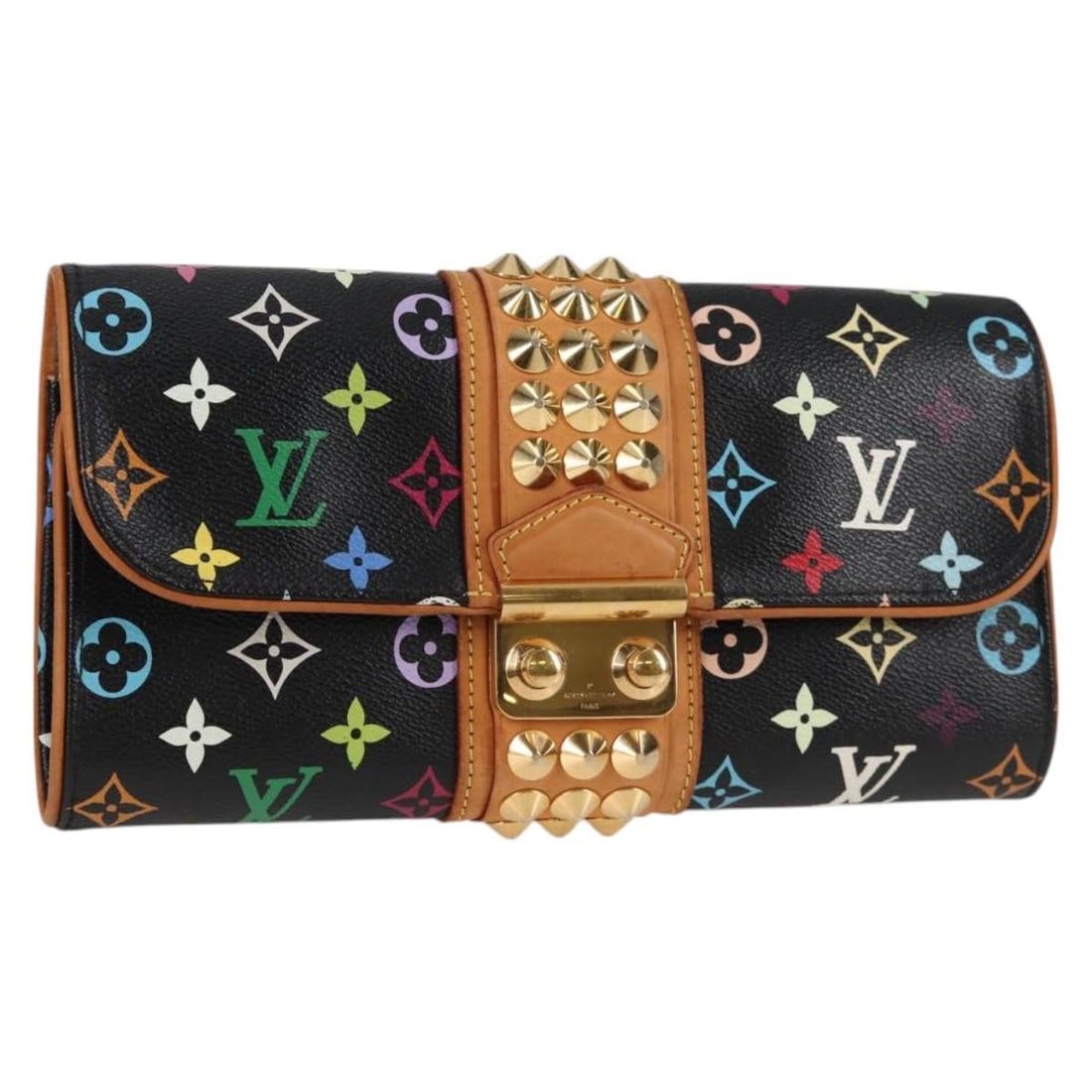 LOUIS VUITTON Multicolor Pochette Courtney Clutch Bag Black M45640 Auth (1 of 18)